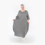  Ballonkleid von AKH Fashion aus Baumwolle, 1461.01926, Grau/Weiß, Streifen, Ausgefallen