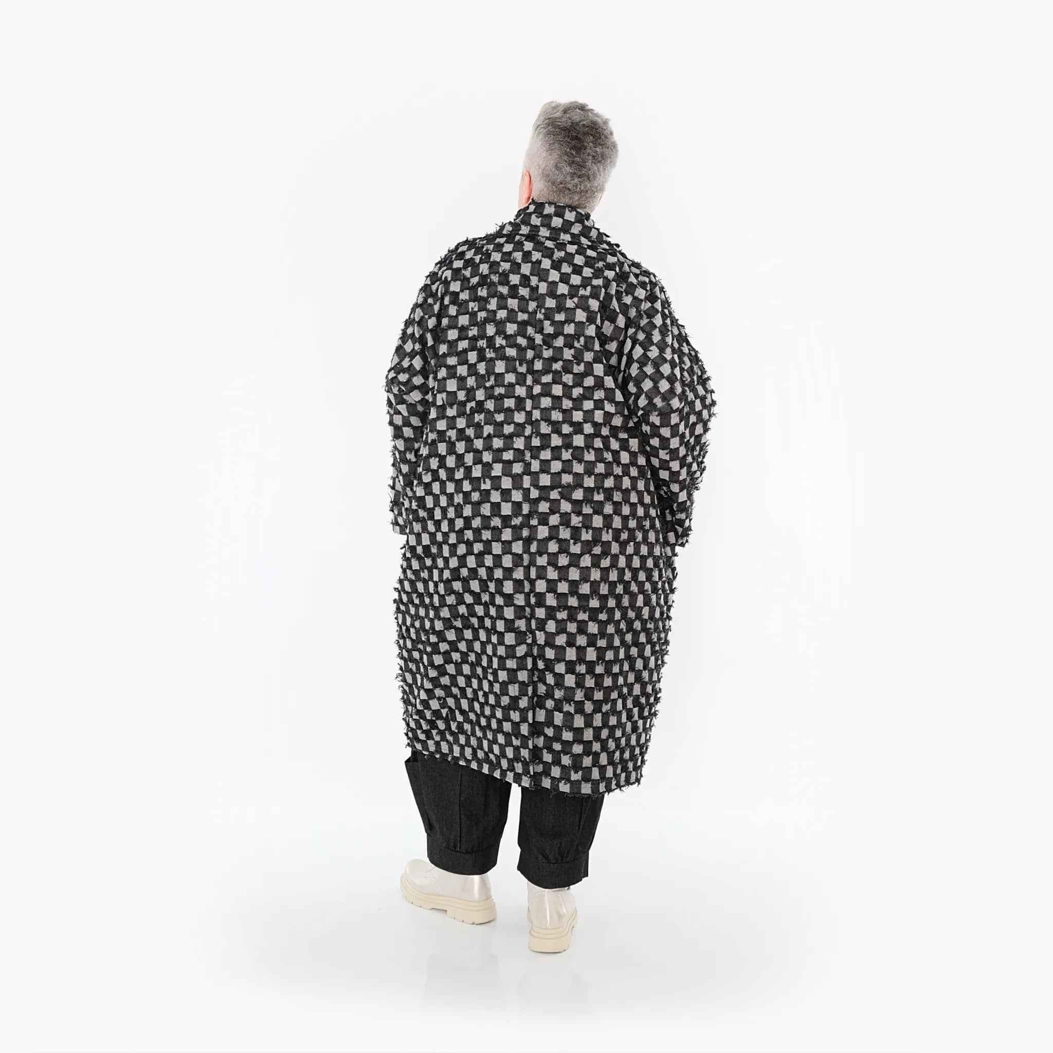  AKH Fashion Mantel in gerader Form, aus Baumwolle, 1463.07041, Schwarz/Grau, Kariert