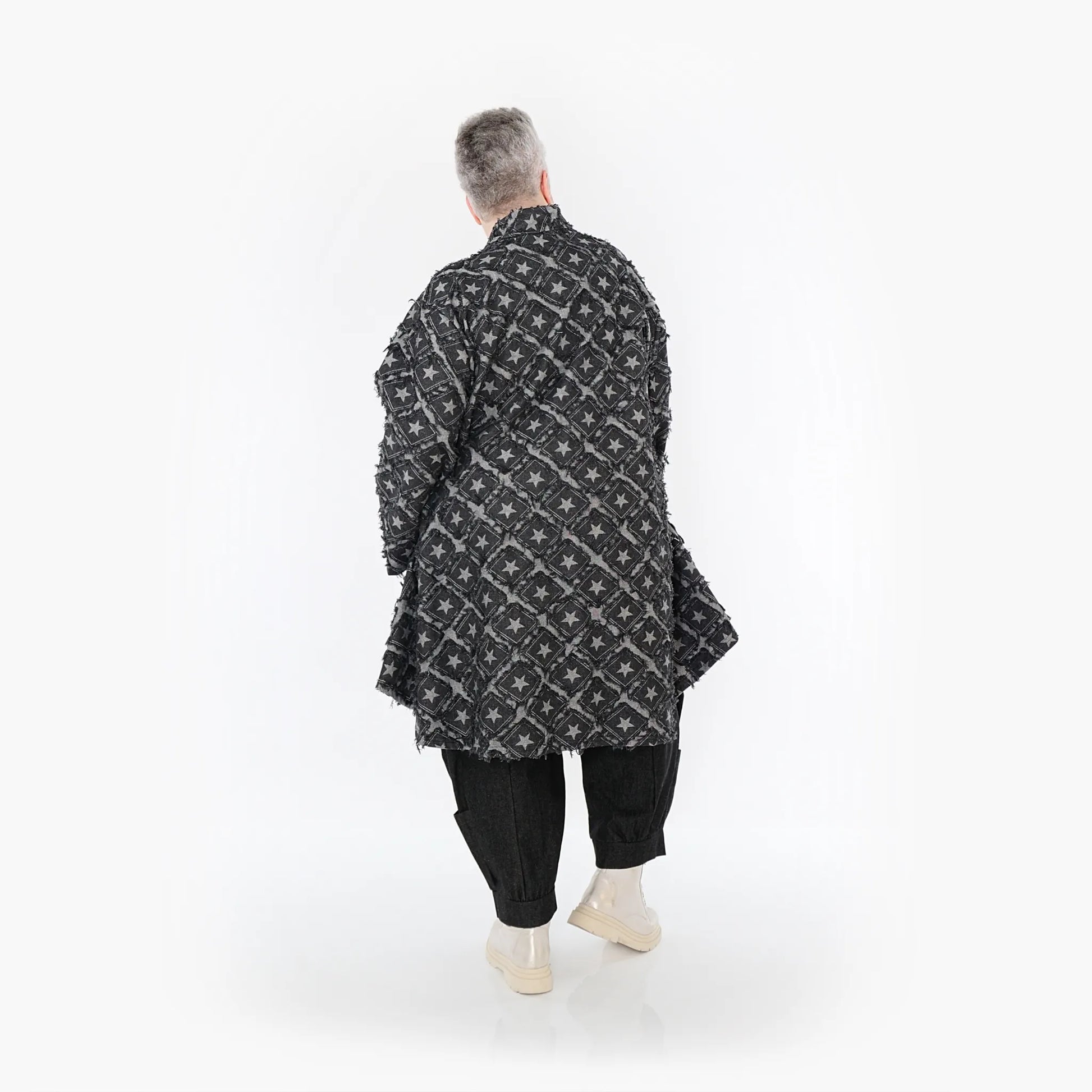  A-Form Cardigan von AKH Fashion aus Baumwolle, 1464.07040, Schwarz/Grau, Raute, Schick