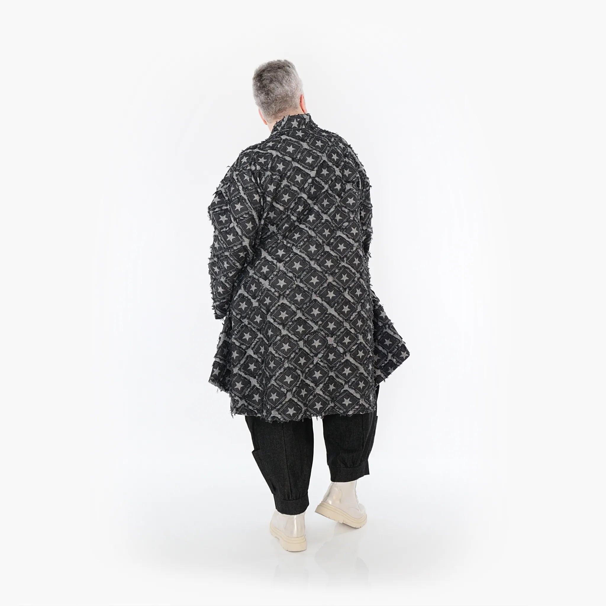  A-Form Cardigan von AKH Fashion aus Baumwolle, 1464.07040, Schwarz/Grau, Raute, Schick