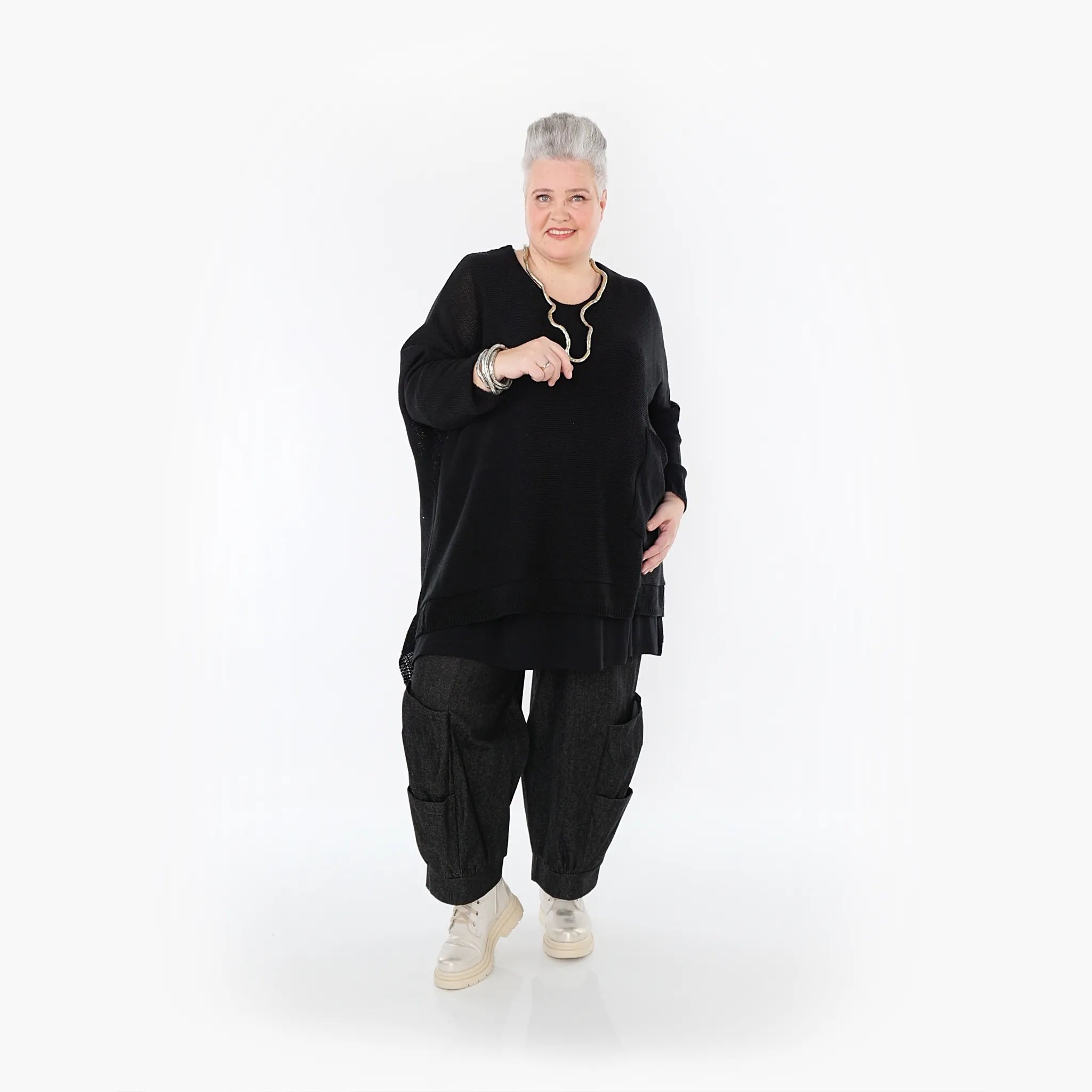  AKH Fashion Hose in gerader Form, aus Polyester, 1466.06556, Schwarz, Ausgefallen, Zeitlos