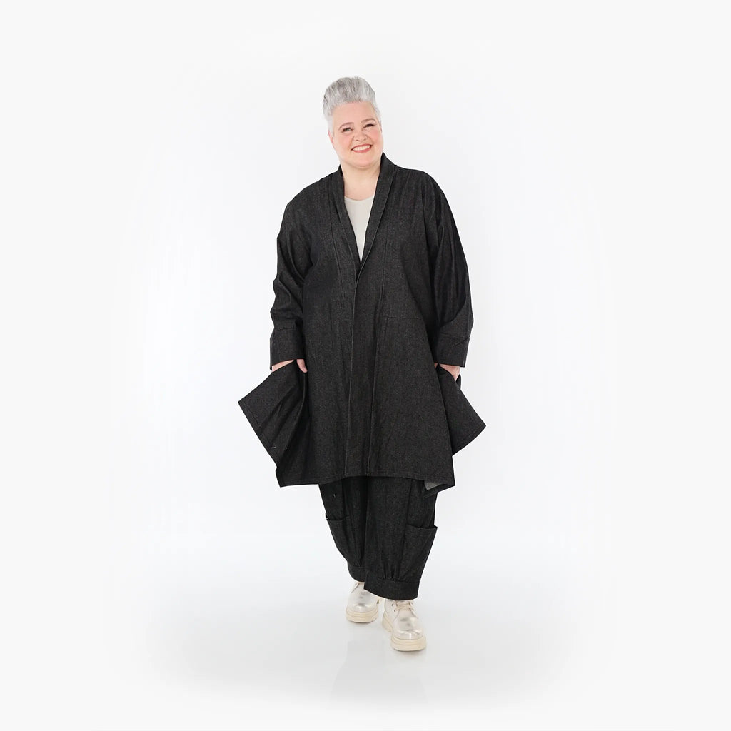  A-Form Cardigan von AKH Fashion aus Polyester, 1466.07040, Schwarz, Ausgefallen, Zeitlos