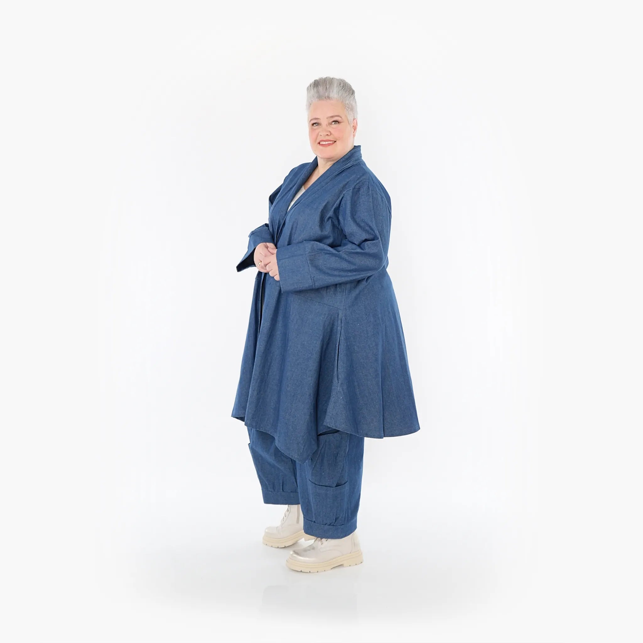  A-Form Cardigan von AKH Fashion aus Polyester, 1466.07040, Jeansblau, Ausgefallen, Zeitlos