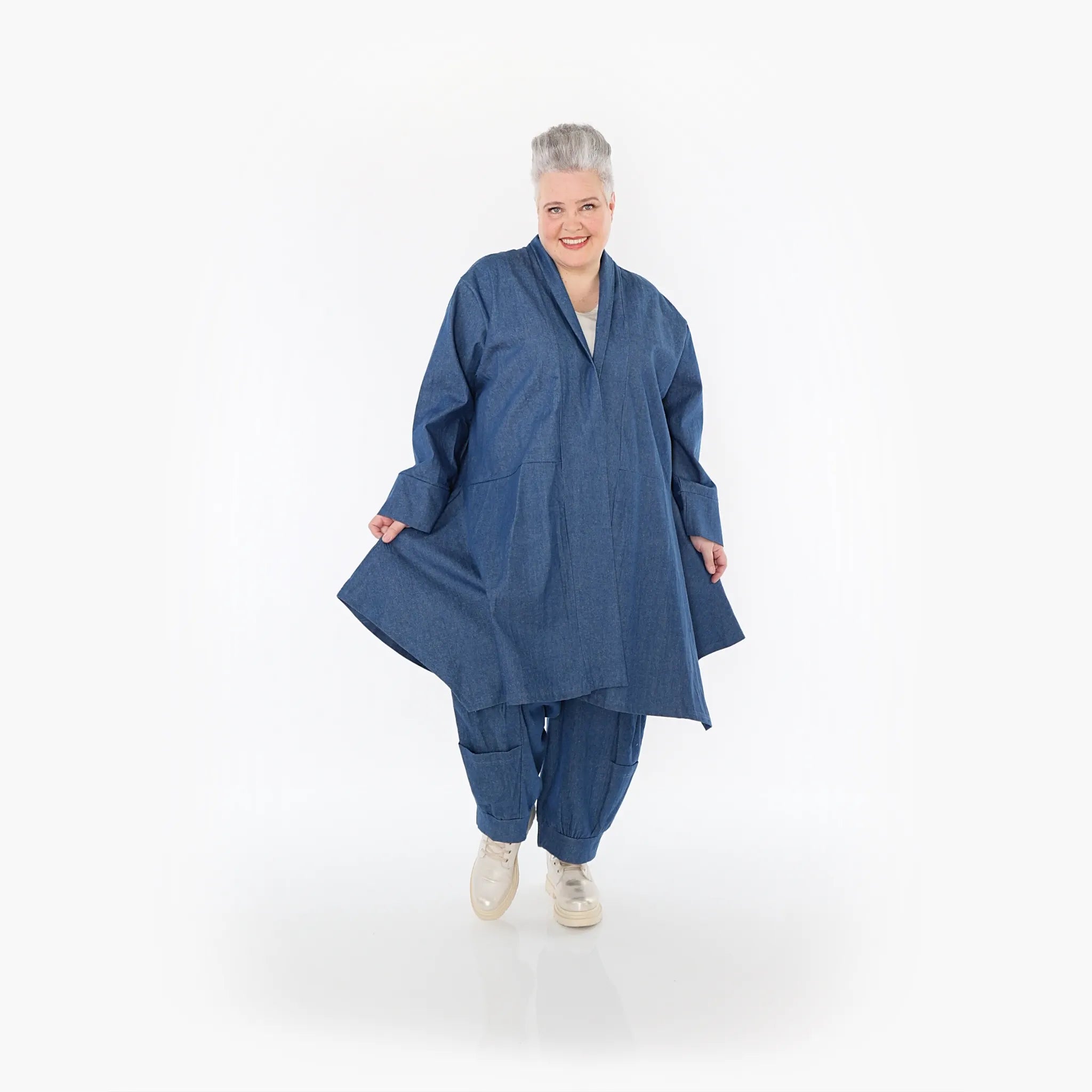  A-Form Cardigan von AKH Fashion aus Polyester, 1466.07040, Jeansblau, Ausgefallen, Zeitlos