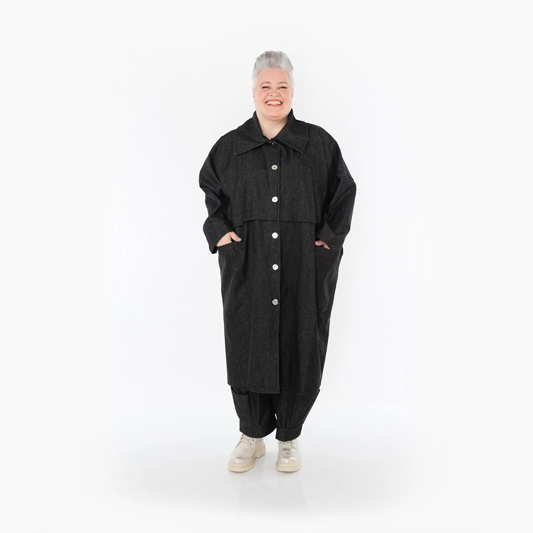  AKH Fashion Mantel in gerader Form, aus Polyester, 1466.07041, Schwarz, Ausgefallen