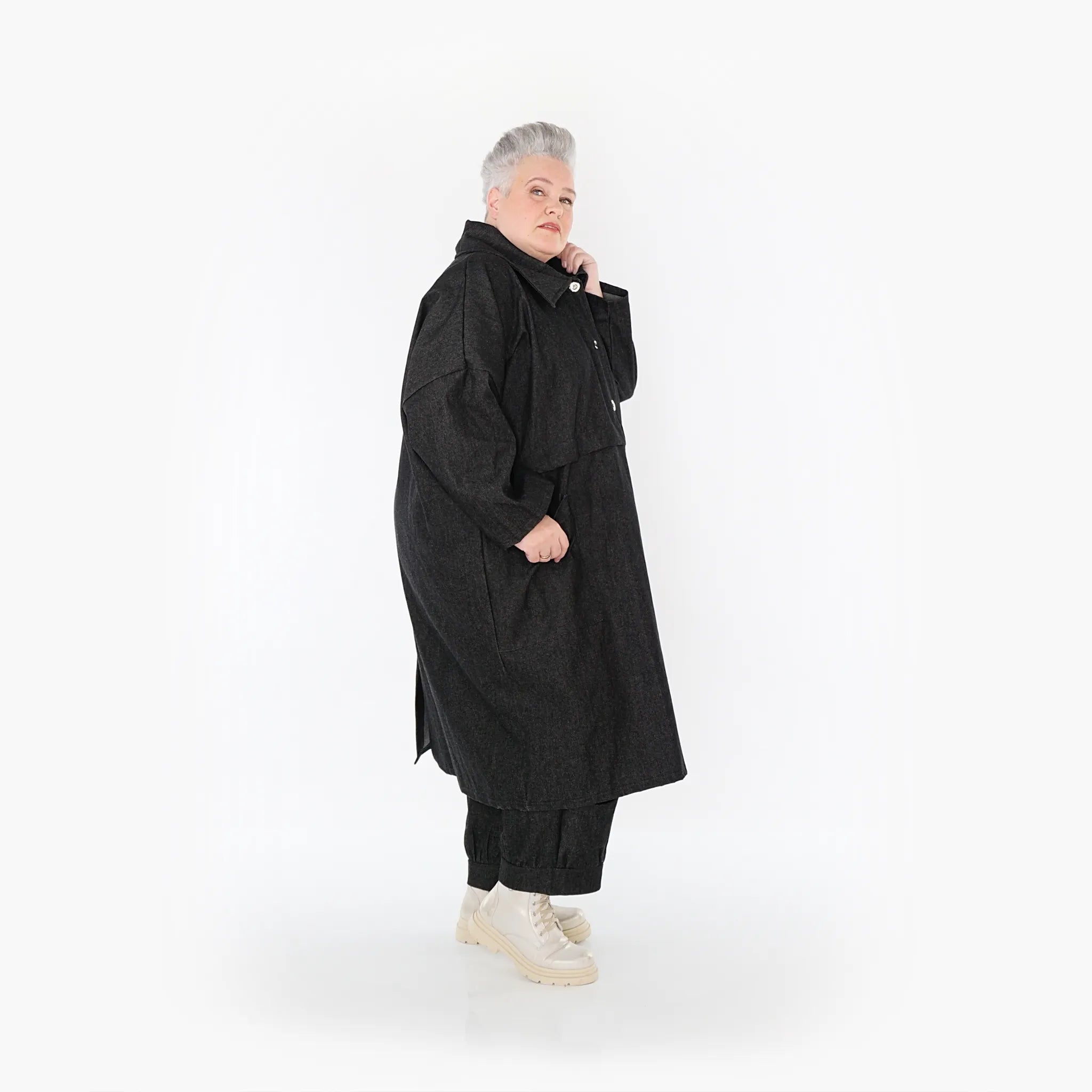  AKH Fashion Mantel in gerader Form, aus Polyester, 1466.07041, Schwarz, Ausgefallen
