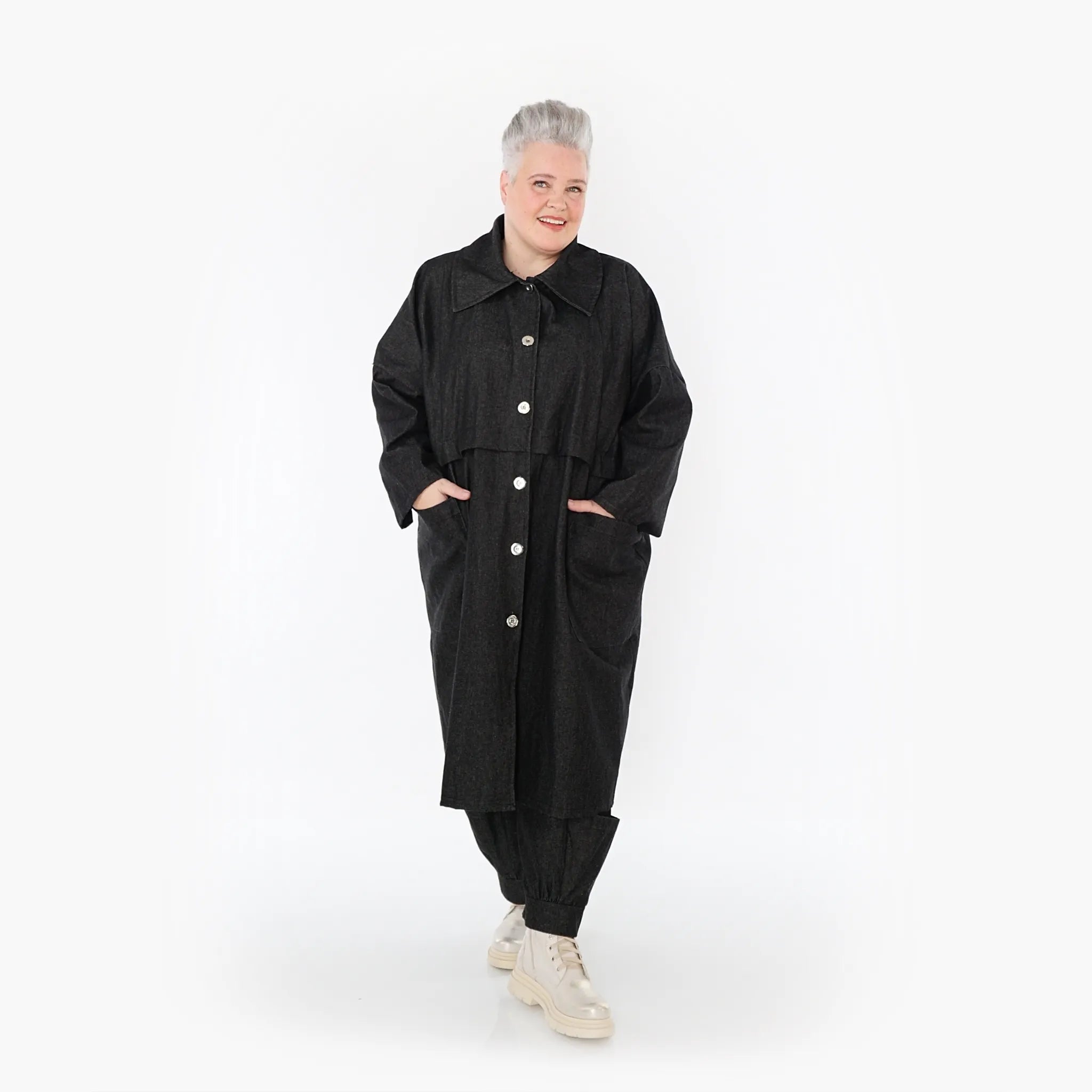 AKH Fashion Mantel in gerader Form, aus Polyester, 1466.07041, Schwarz, Ausgefallen