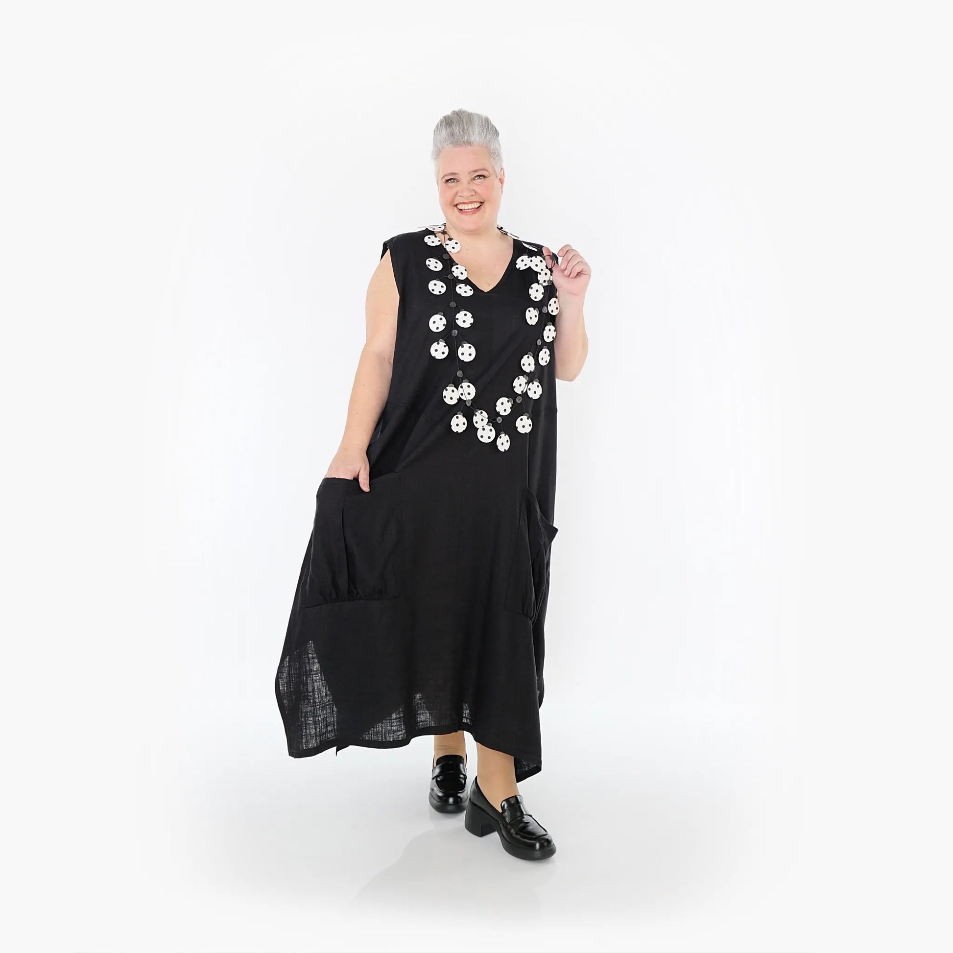  A-Form Kleid von AKH Fashion aus Viskose, 1468.07056, Schwarz, Ausgefallen, Zeitlos