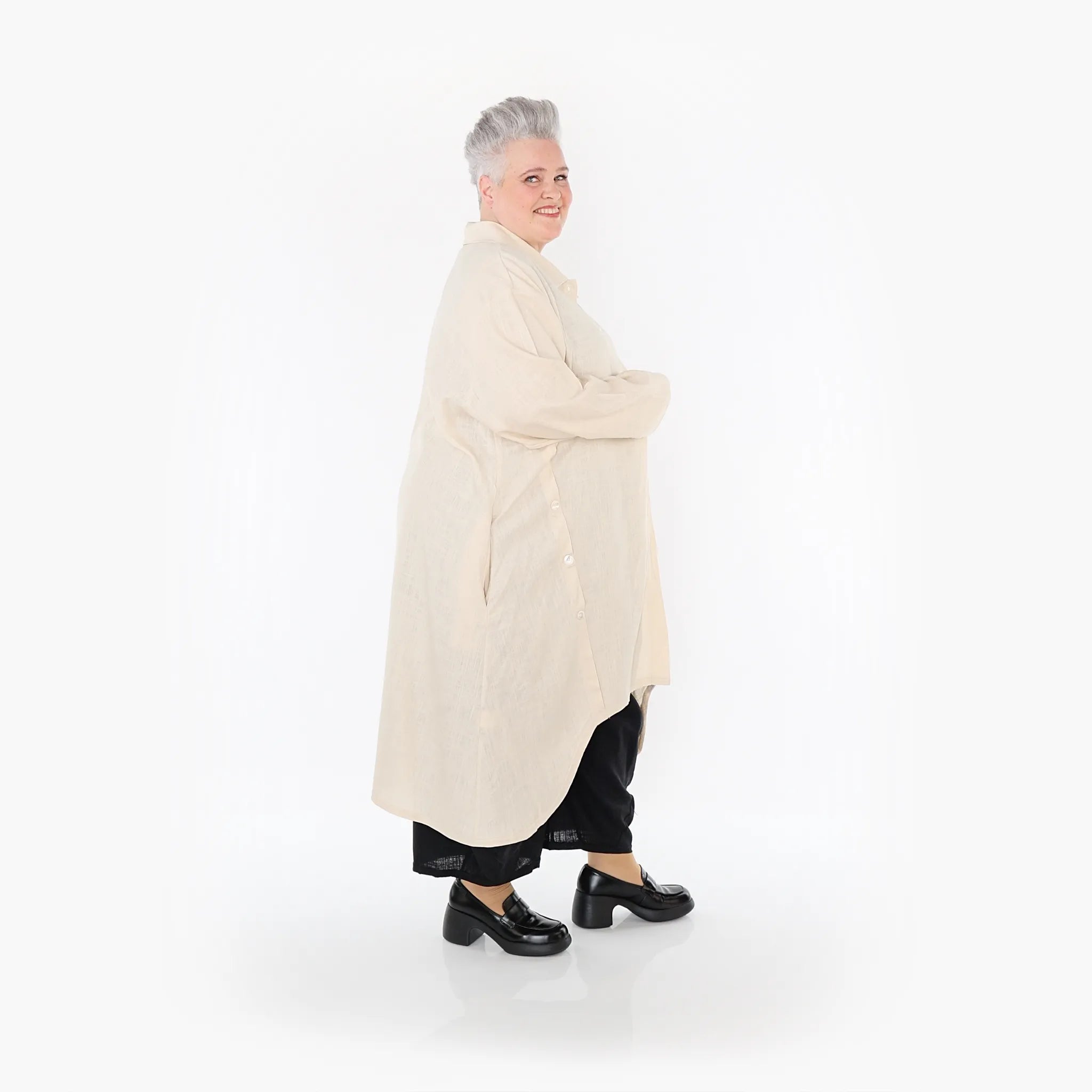  A-Form Mantel von AKH Fashion aus Viskose, 1468.07057, Beige, Ausgefallen, Zeitlos, Schick
