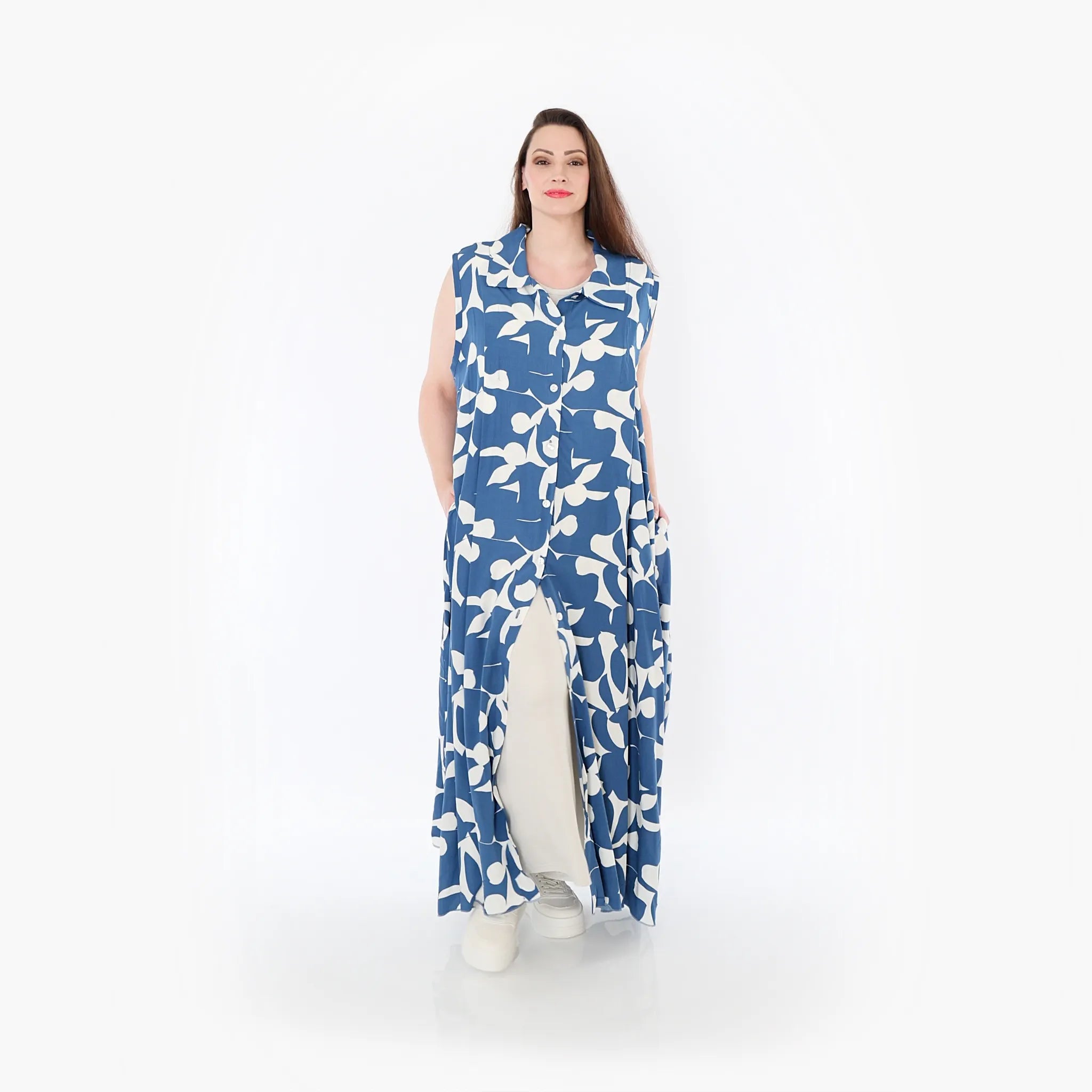  Ballon Weste von AKH Fashion aus Viskose, 1471.07066, Blau/Weiß, Muster, Ausgefallen