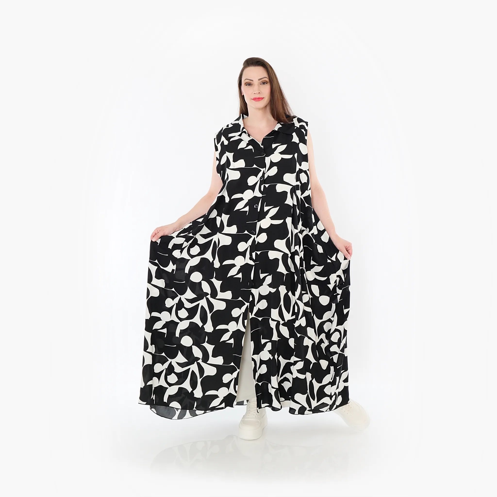  Ballon Weste von AKH Fashion aus Viskose, 1471.07066, Schwarz/Weiß, Muster, Ausgefallen