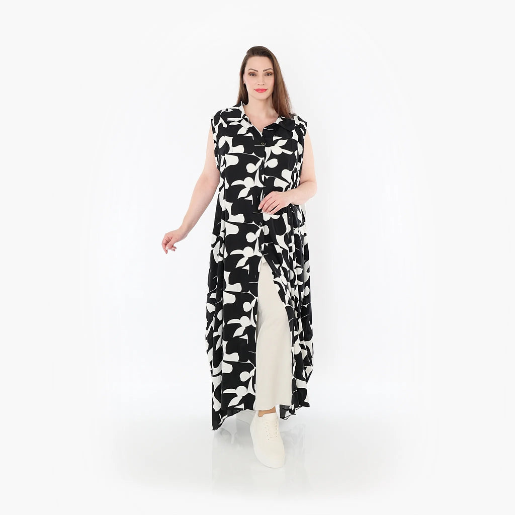  Ballon Weste von AKH Fashion aus Viskose, 1471.07066, Schwarz/Weiß, Muster, Ausgefallen