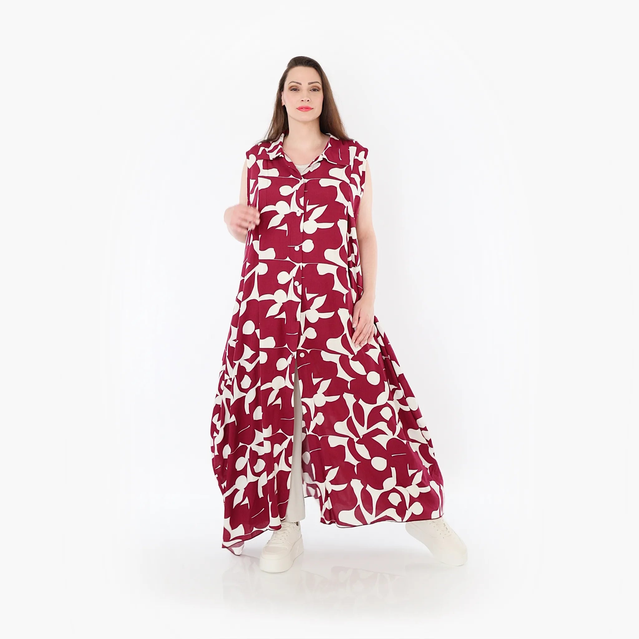  Ballon Weste von AKH Fashion aus Viskose, 1471.07066, Weinrot/Weiß, Muster, Ausgefallen