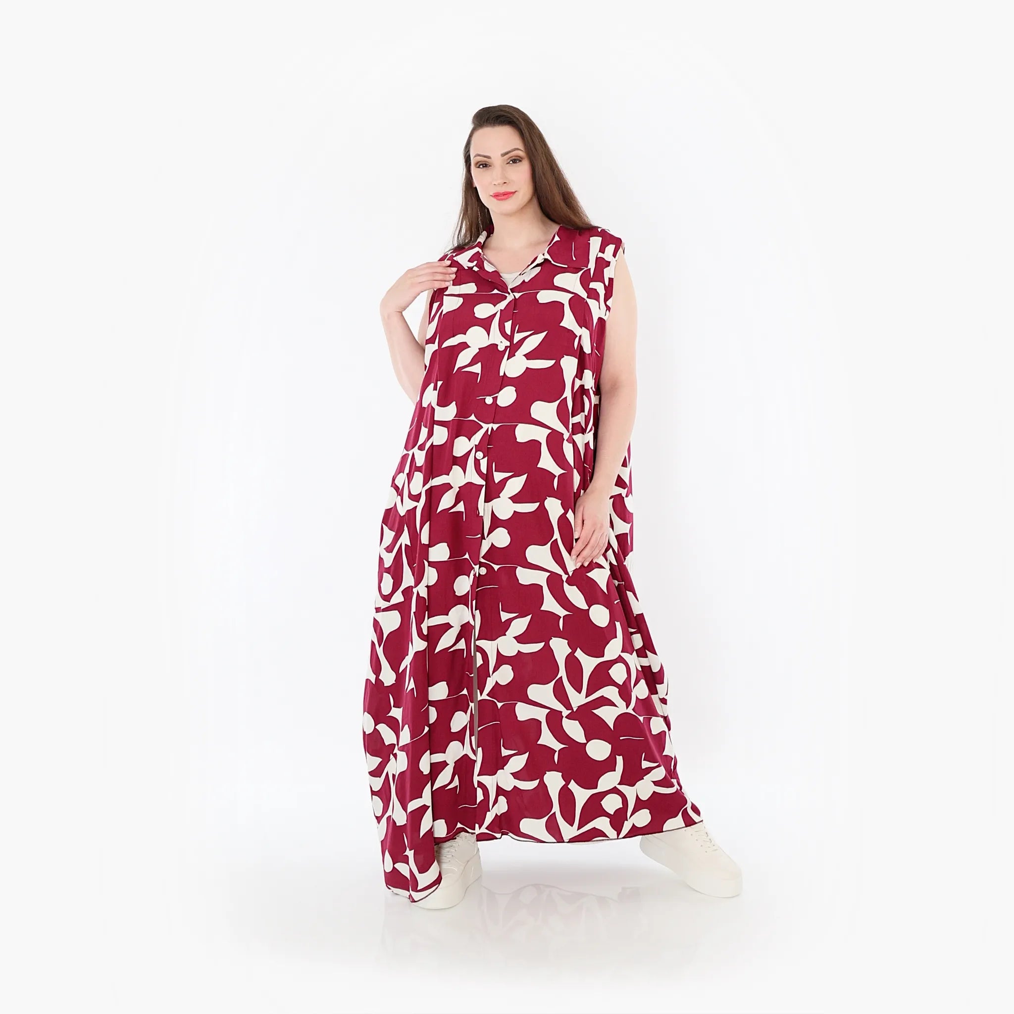  Ballon Weste von AKH Fashion aus Viskose, 1471.07066, Weinrot/Weiß, Muster, Ausgefallen