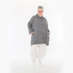 A-Form Bluse von AKH Fashion aus Baumwolle, 1472.07010, Anthrazit/Weiß, Streifen, Schick