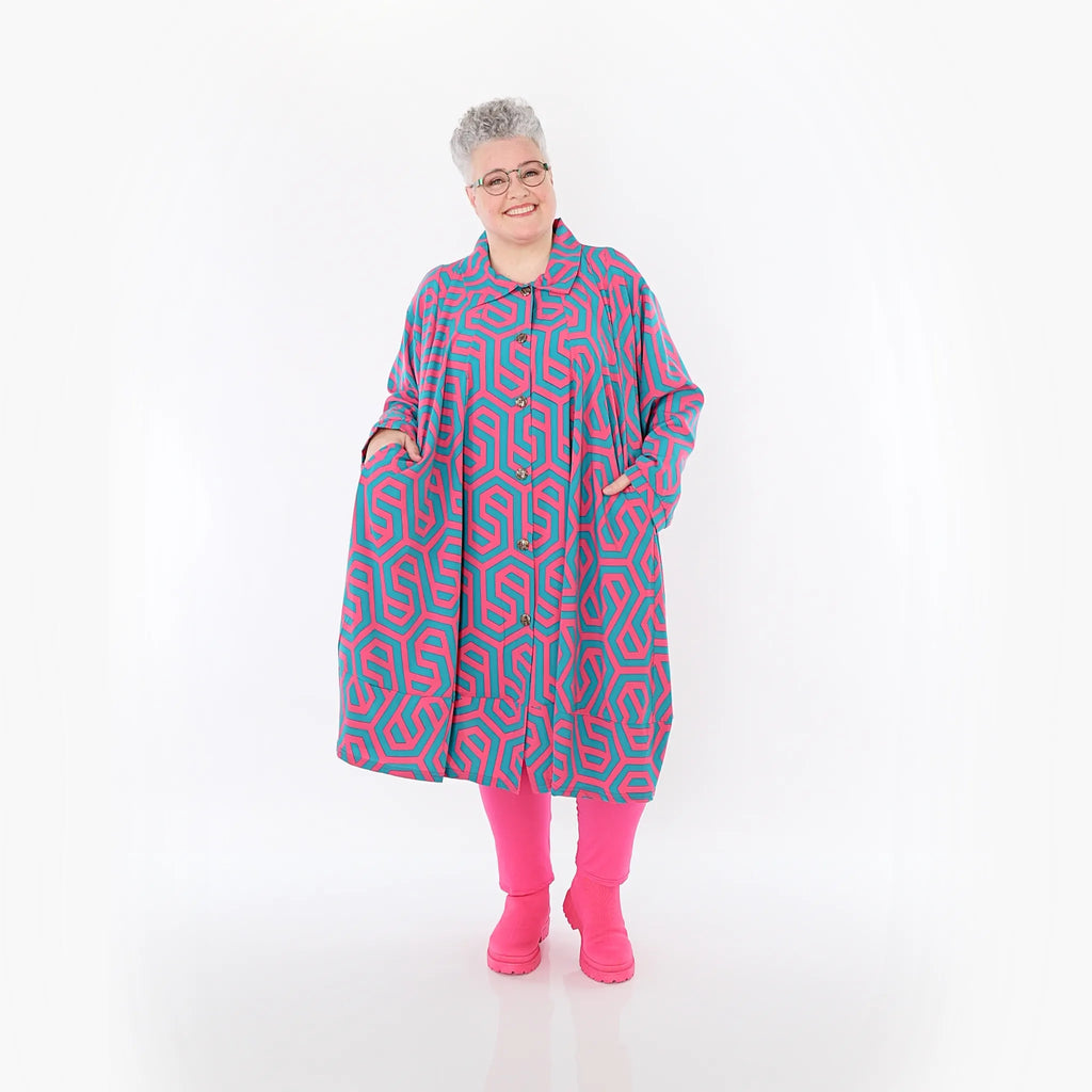  A-Form Bluse von AKH Fashion aus Viskose, 1473.07061, Fuchsia/Grün, Grafik, Ausgefallen