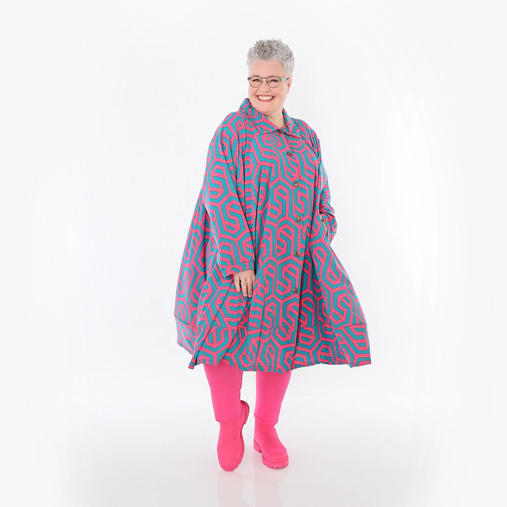  A-Form Bluse von AKH Fashion aus Viskose, 1473.07061, Fuchsia/Grün, Grafik, Ausgefallen