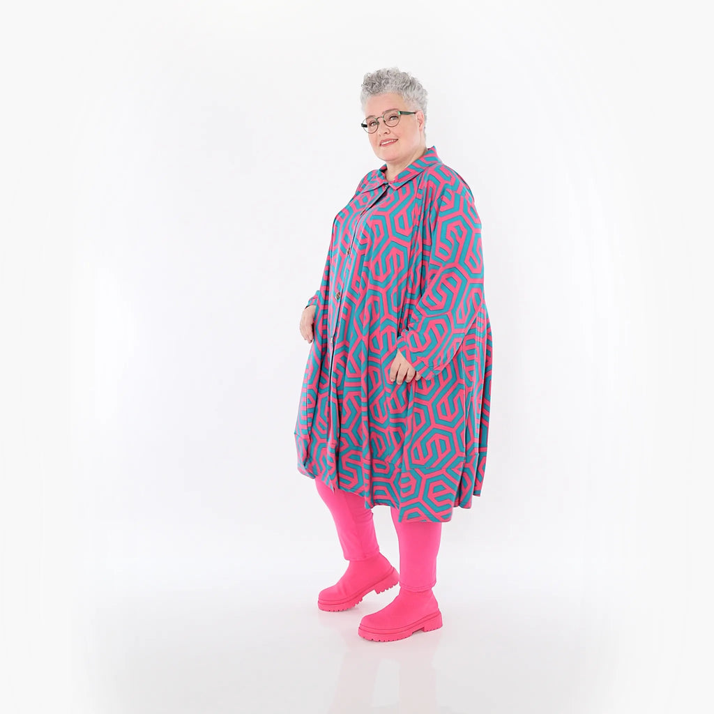  A-Form Bluse von AKH Fashion aus Viskose, 1473.07061, Fuchsia/Grün, Grafik, Ausgefallen