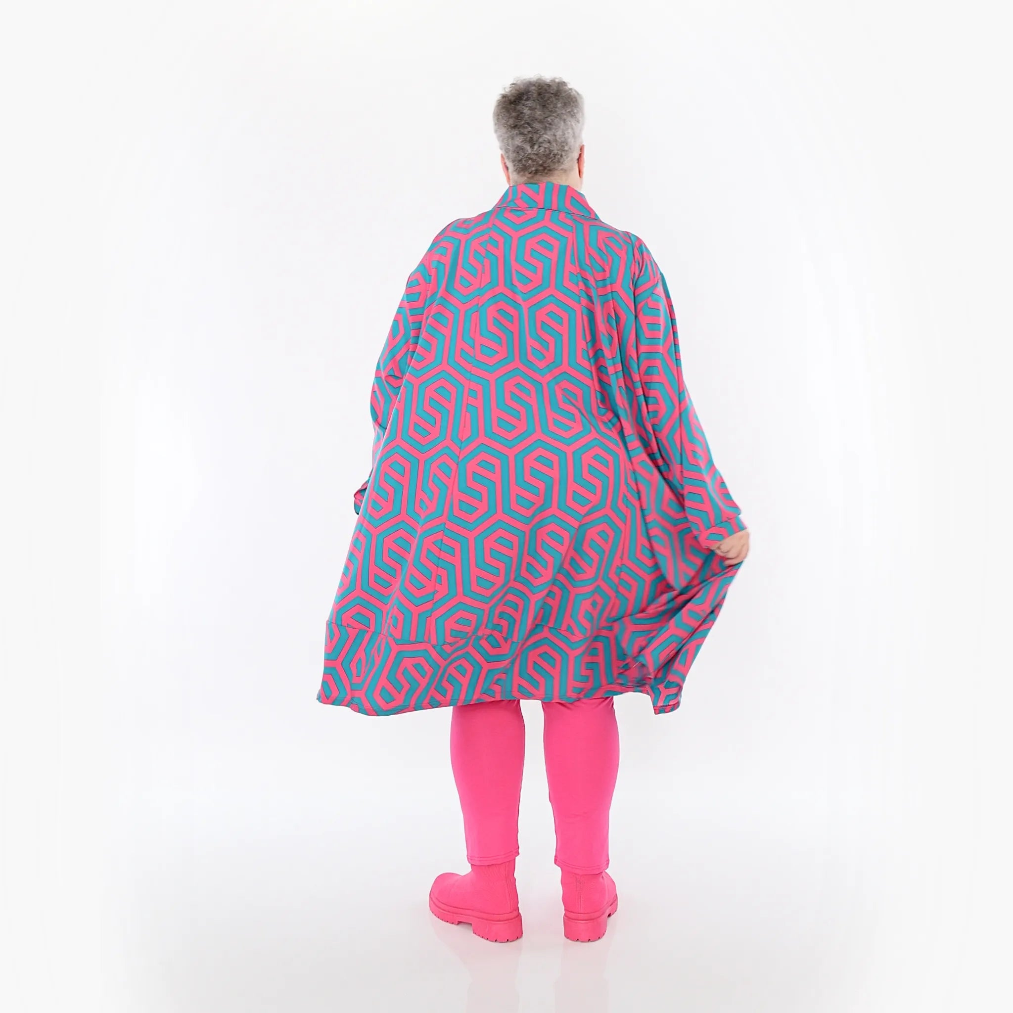  A-Form Bluse von AKH Fashion aus Viskose, 1473.07061, Fuchsia/Grün, Grafik, Ausgefallen