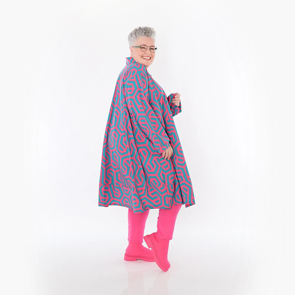  A-Form Bluse von AKH Fashion aus Viskose, 1473.07061, Fuchsia/Grün, Grafik, Ausgefallen