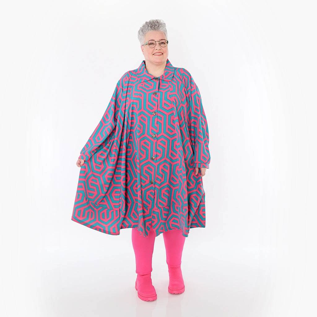  A-Form Bluse von AKH Fashion aus Viskose, 1473.07061, Fuchsia/Grün, Grafik, Ausgefallen