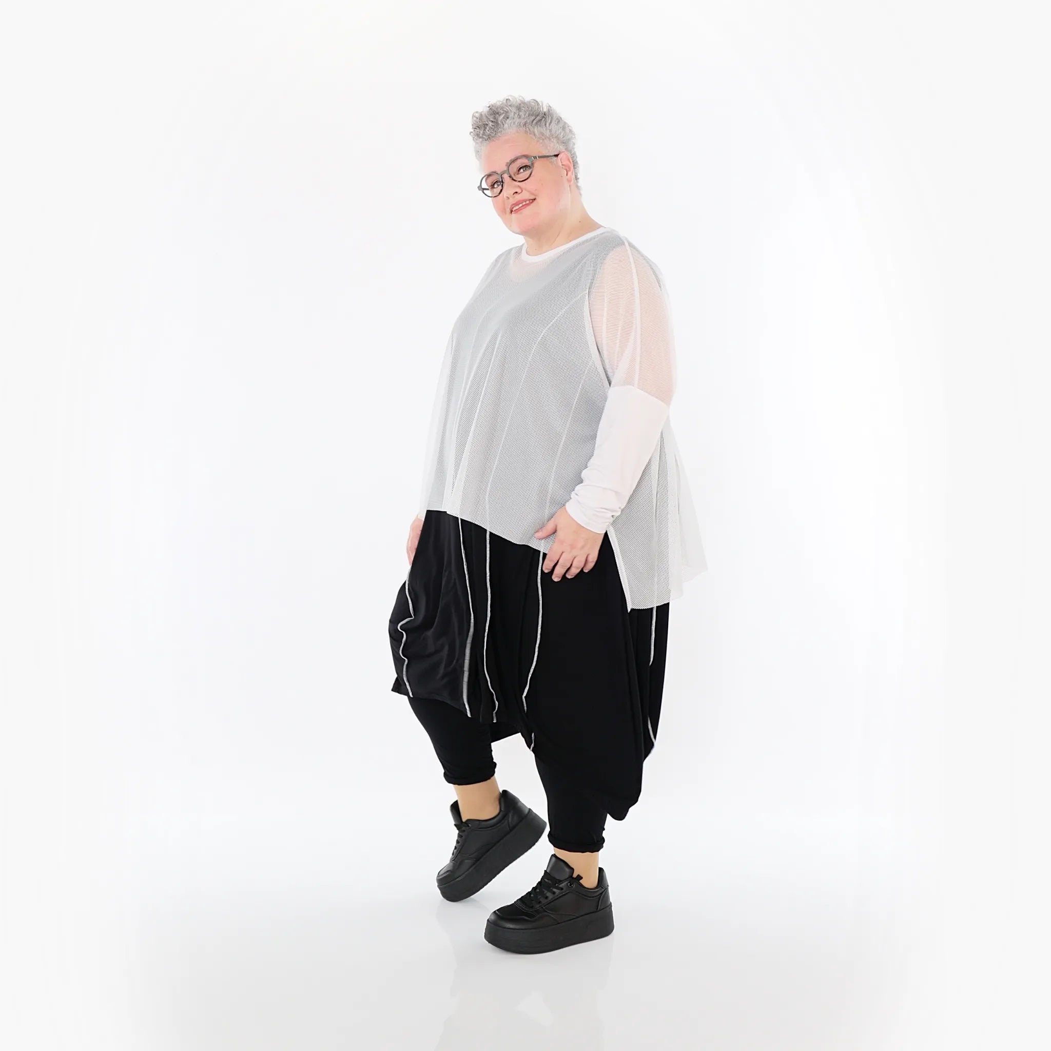 AKH Fashion Bigshirt in kastiger Form, aus Viskose, 1474.06721, Weiß, Ausgefallen, Zeitlos