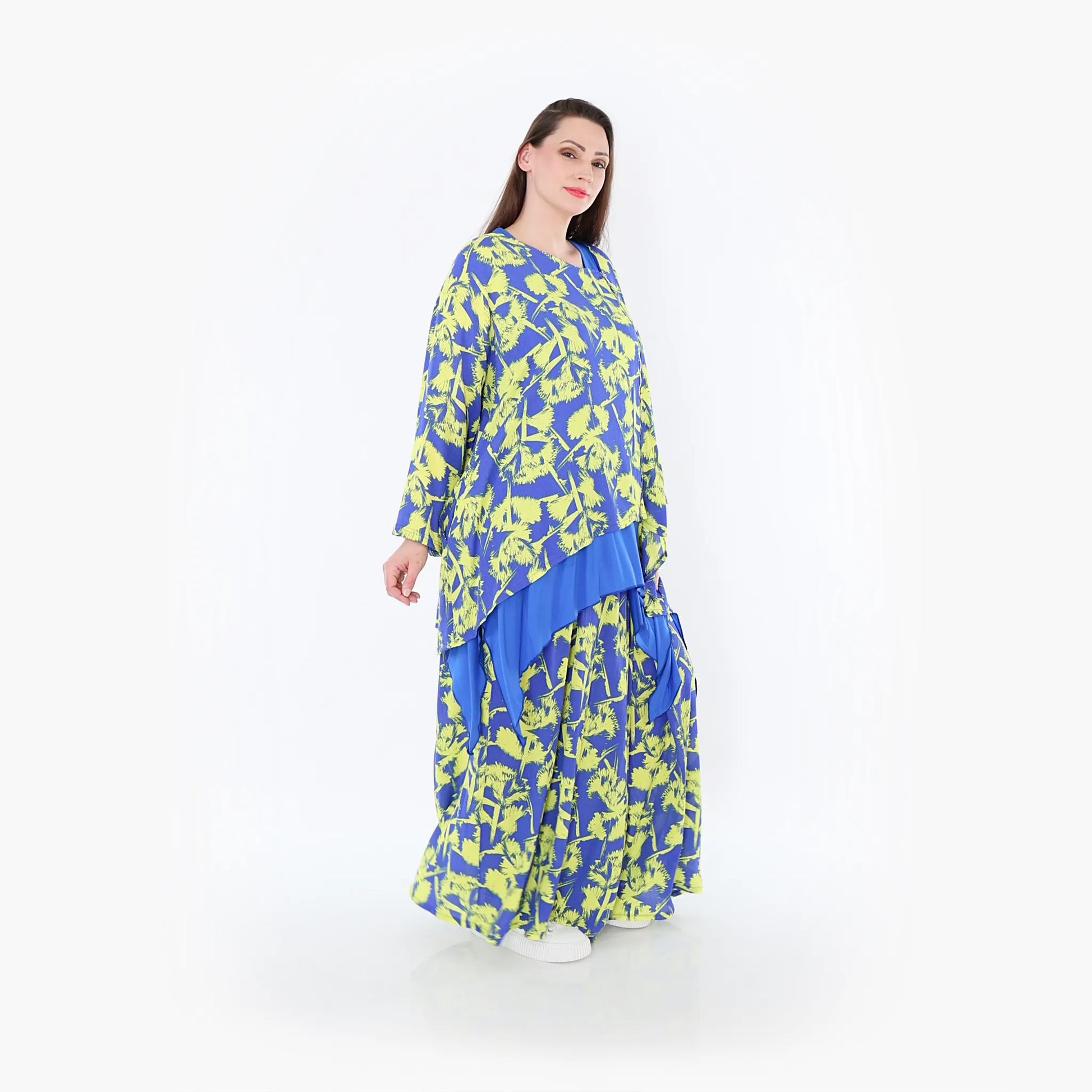  Palazzo Hose von AKH Fashion aus Viskose, 1476.07077, Blau/Gelb, Batik, Ausgefallen