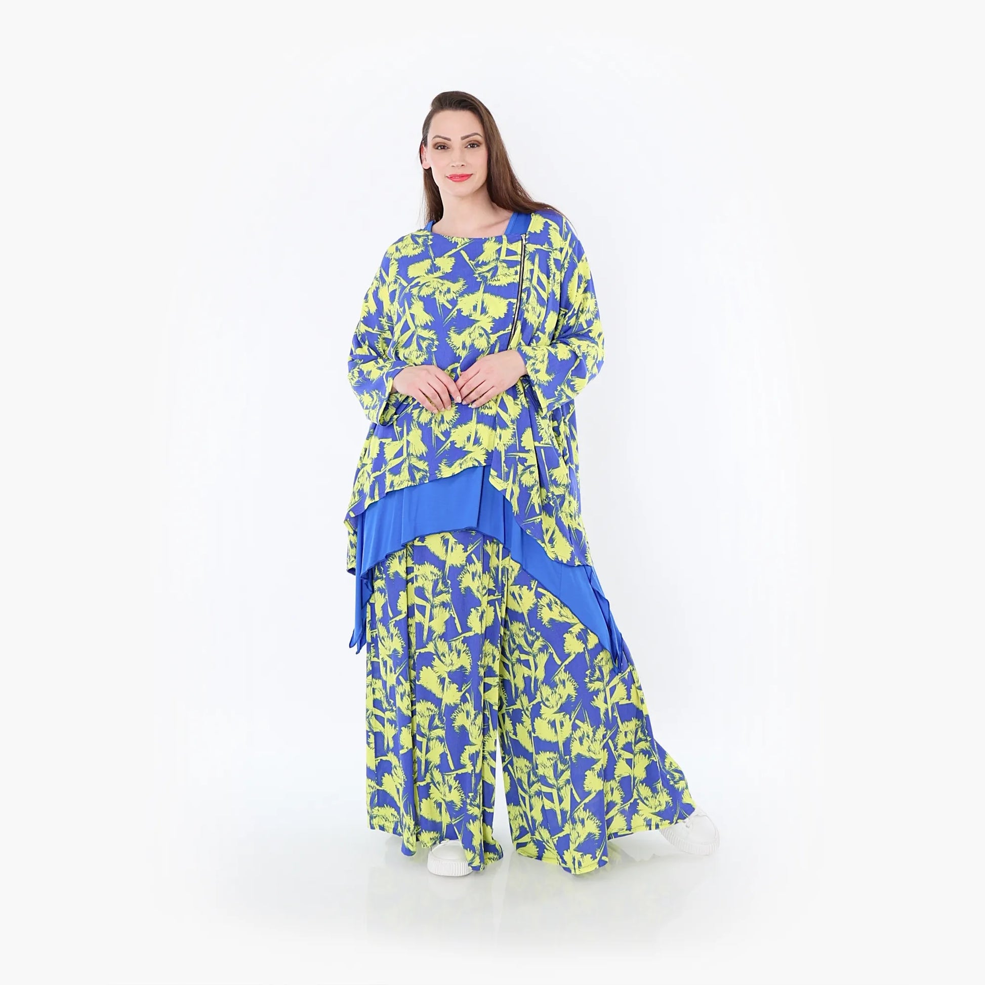  Palazzo Hose von AKH Fashion aus Viskose, 1476.07077, Blau/Gelb, Batik, Ausgefallen