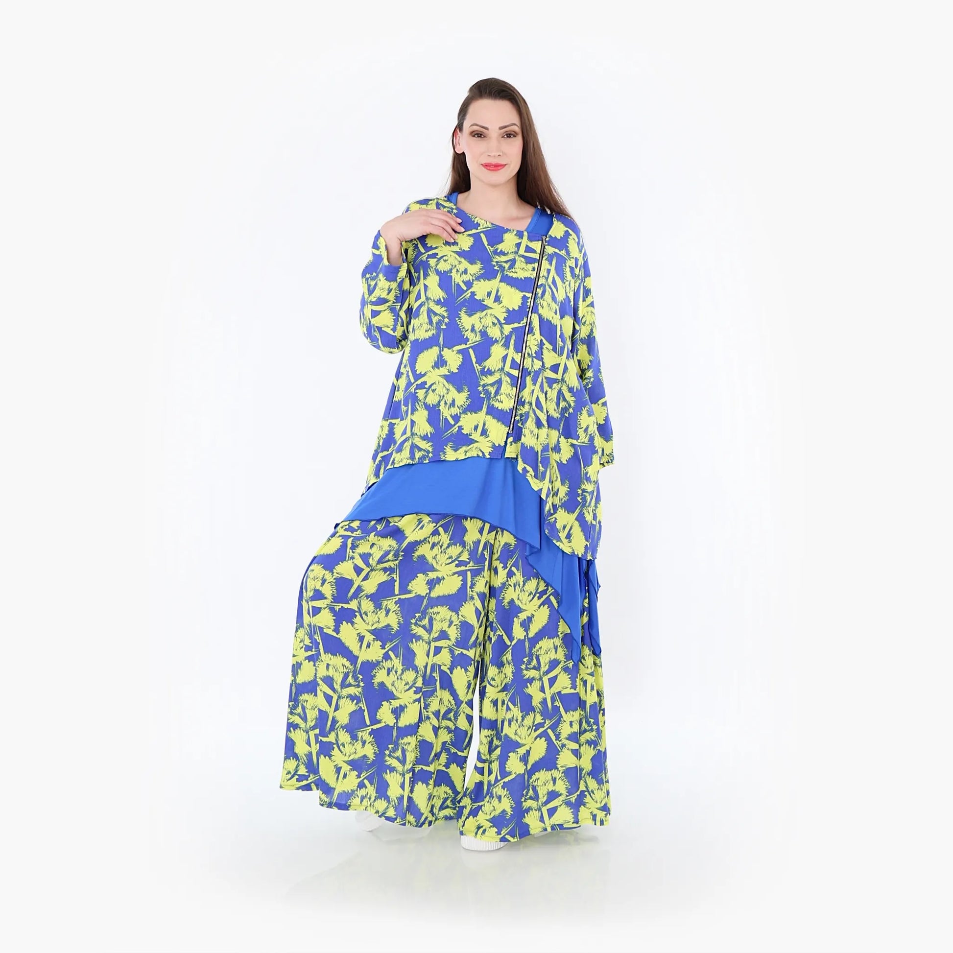  Palazzo Hose von AKH Fashion aus Viskose, 1476.07077, Blau/Gelb, Batik, Ausgefallen