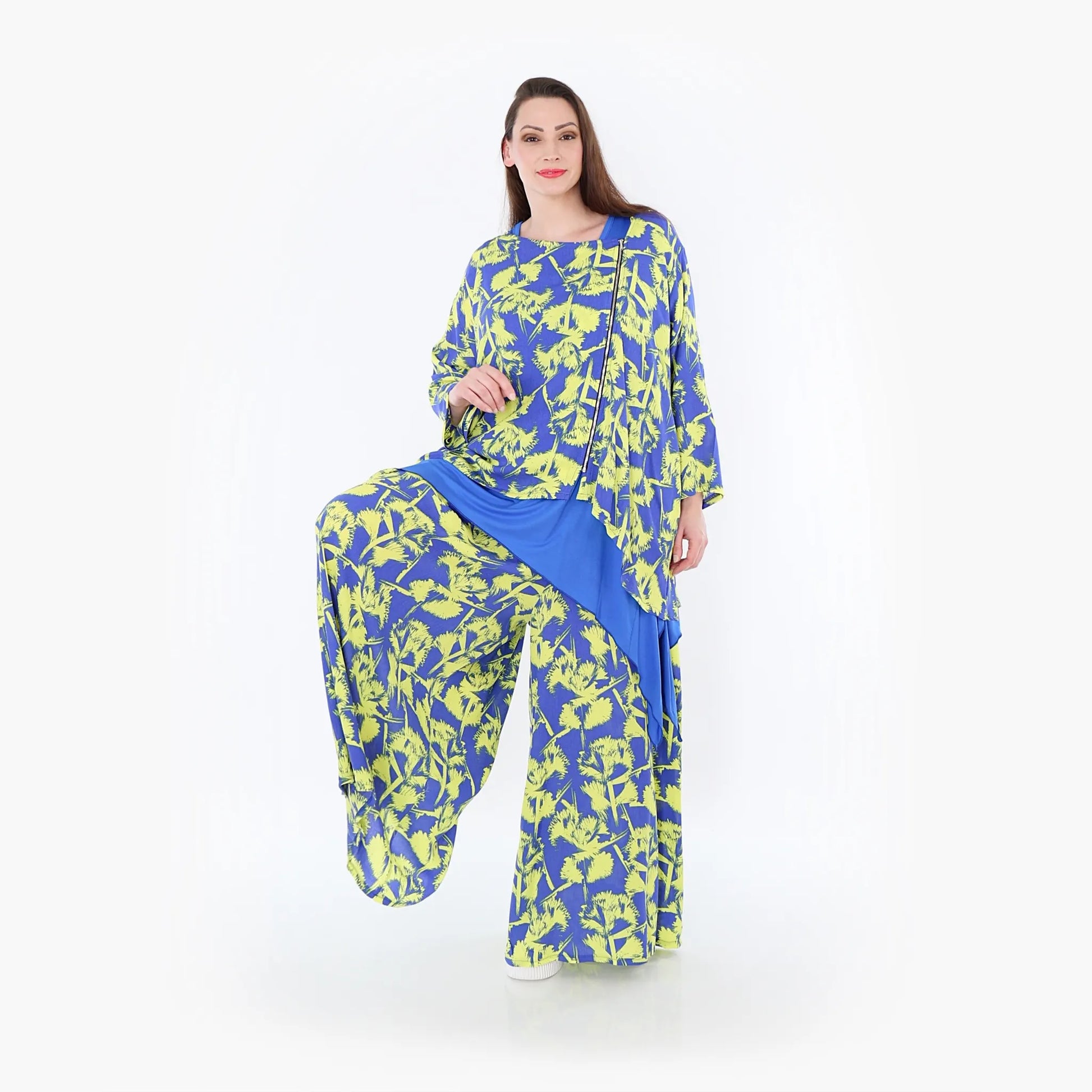  Palazzo Hose von AKH Fashion aus Viskose, 1476.07077, Blau/Gelb, Batik, Ausgefallen
