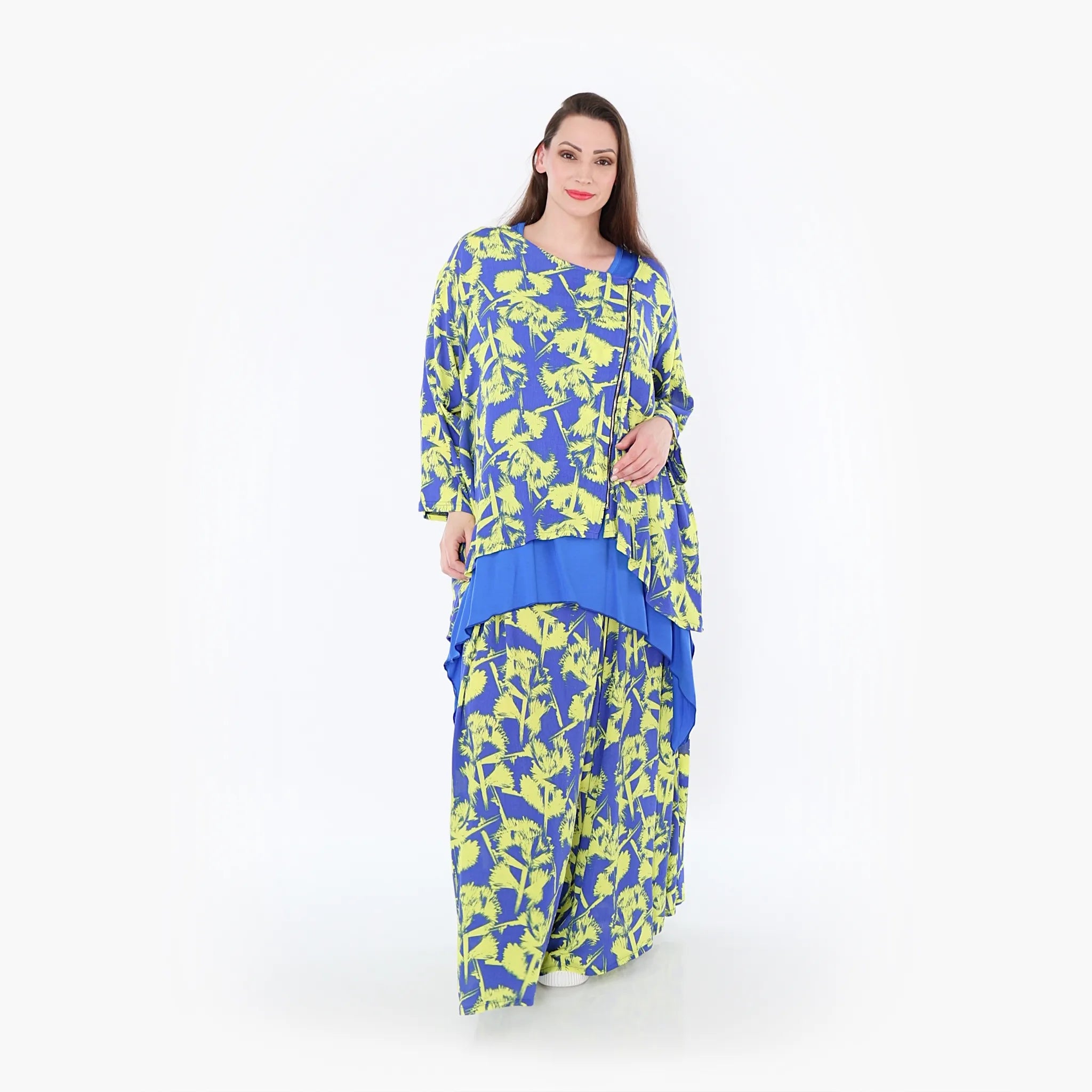  Palazzo Hose von AKH Fashion aus Viskose, 1476.07077, Blau/Gelb, Batik, Ausgefallen