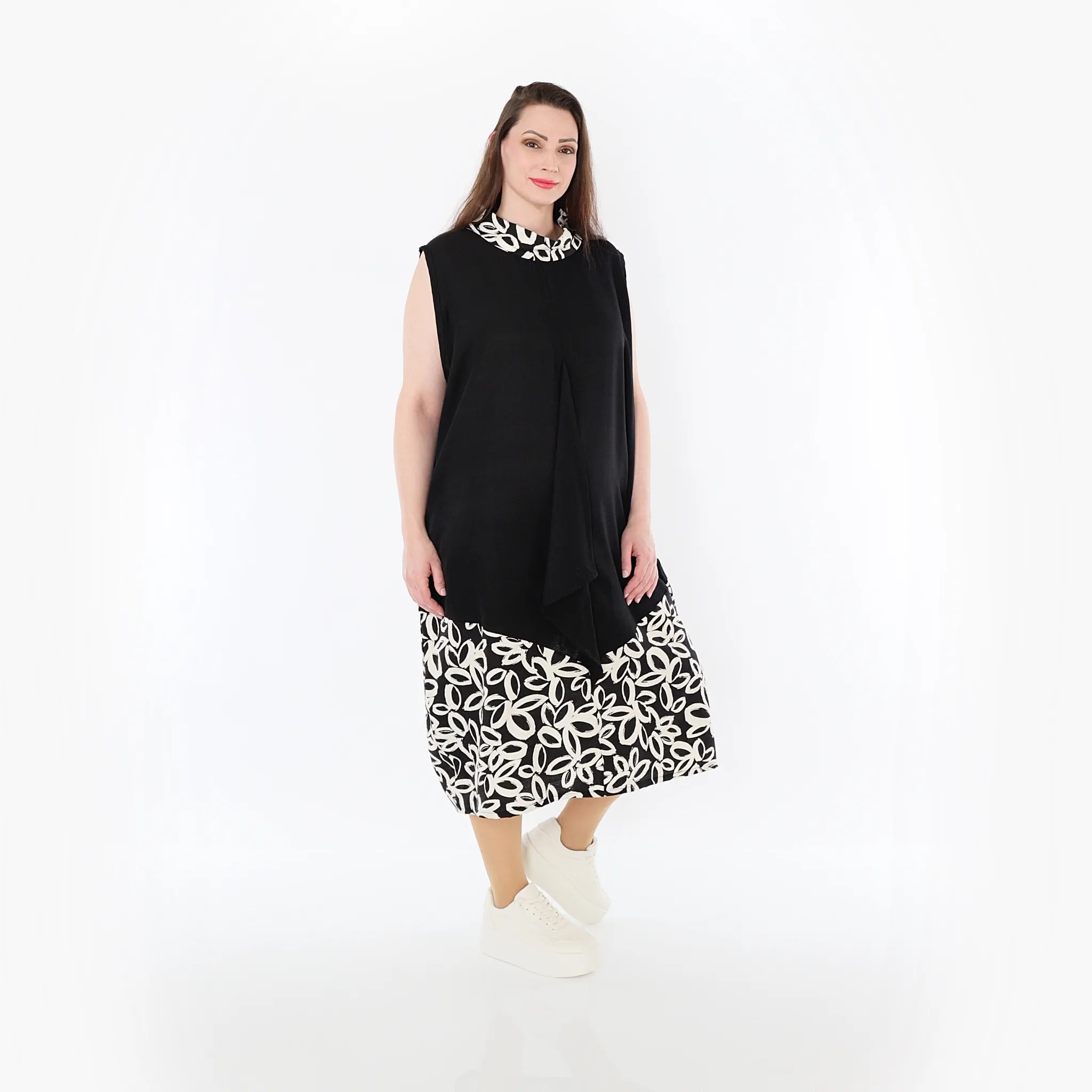  Ballon Tunika von AKH Fashion aus Baumwolle, 1478.07072, Schwarz/Ecru, Ausgefallen, Schick