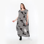  Ballonkleid von AKH Fashion aus Viskose, 1481.04491, Schwarz/Weiß, Punkte, Ausgefallen