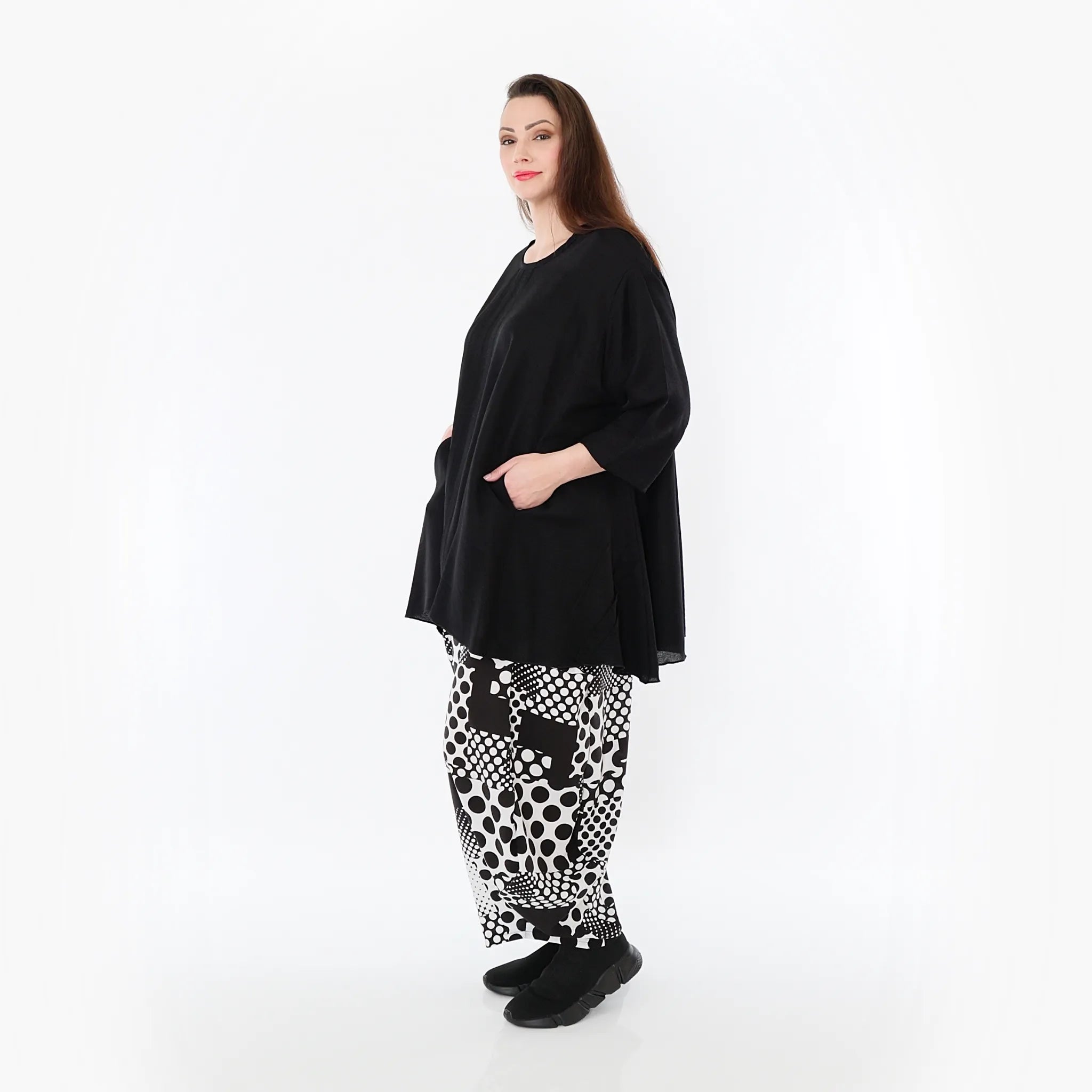  A-Form Bigshirt von AKH Fashion aus Baumwolle, 1477.07069, Schwarz, Ausgefallen, Zeitlos