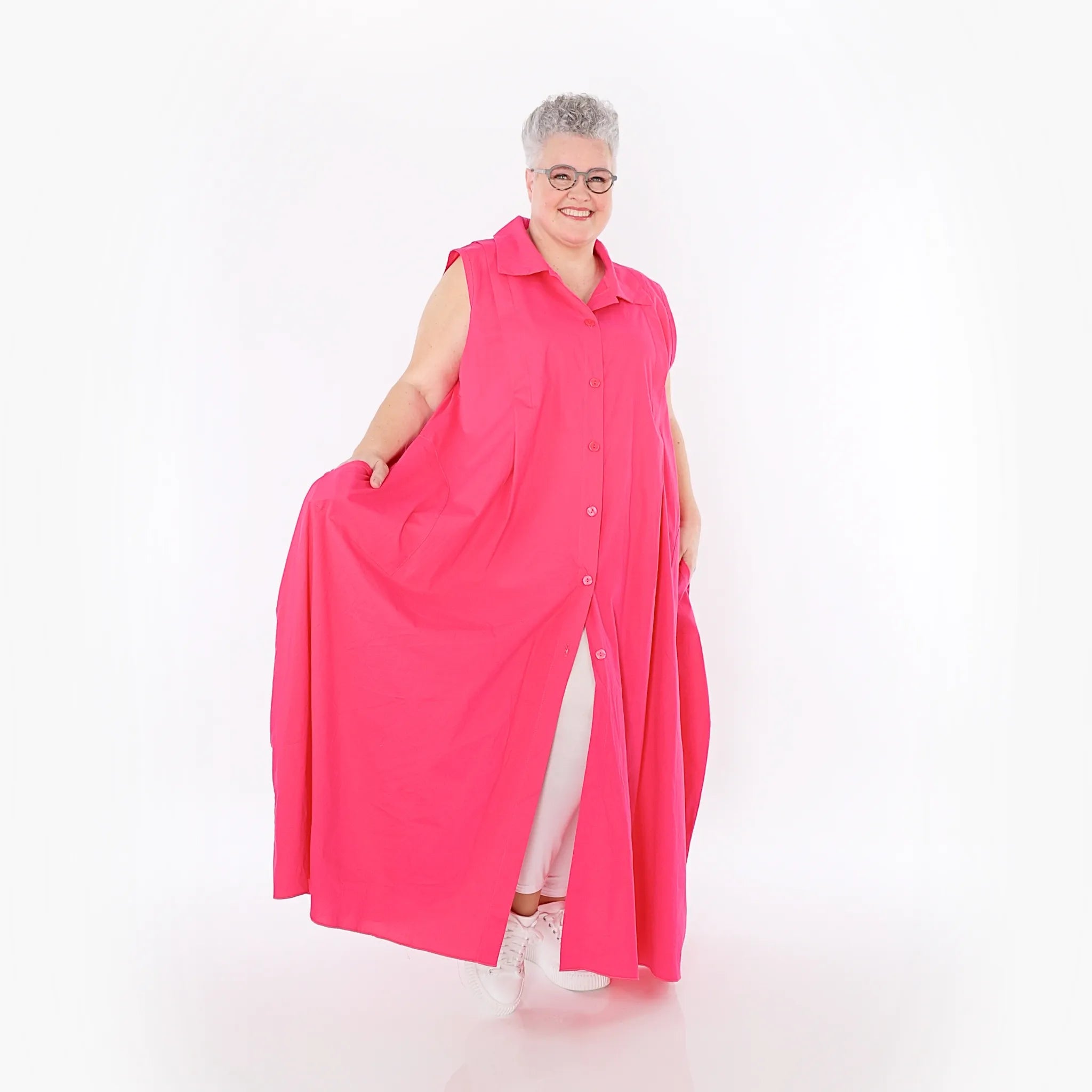  Ballon Weste von AKH Fashion aus Baumwolle, 1482.07066, Fuchsia, Ausgefallen, Zeitlos