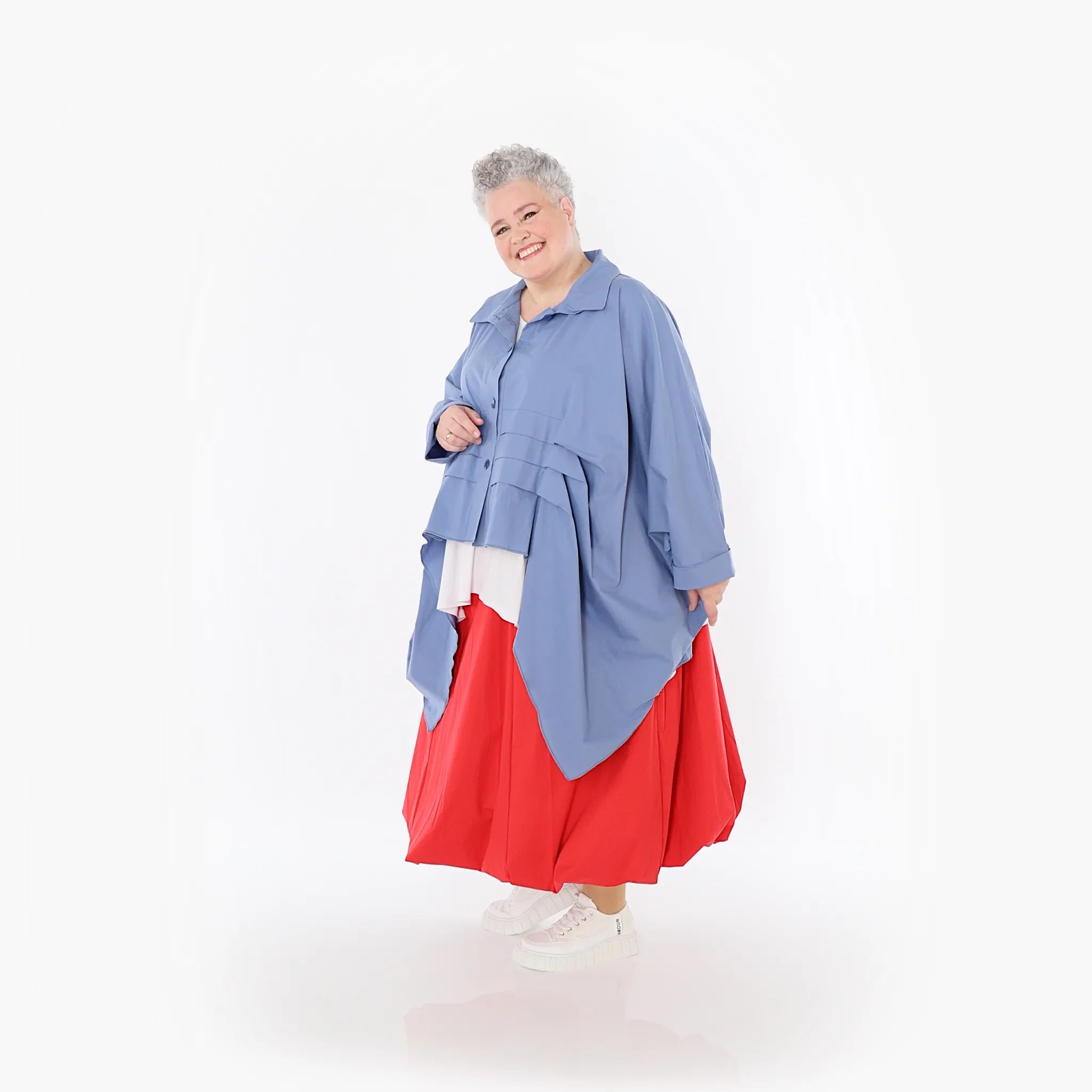  Zipfel Bluse von AKH Fashion aus Baumwolle, 1482.07080, Azurblau, Ausgefallen, Zeitlos
