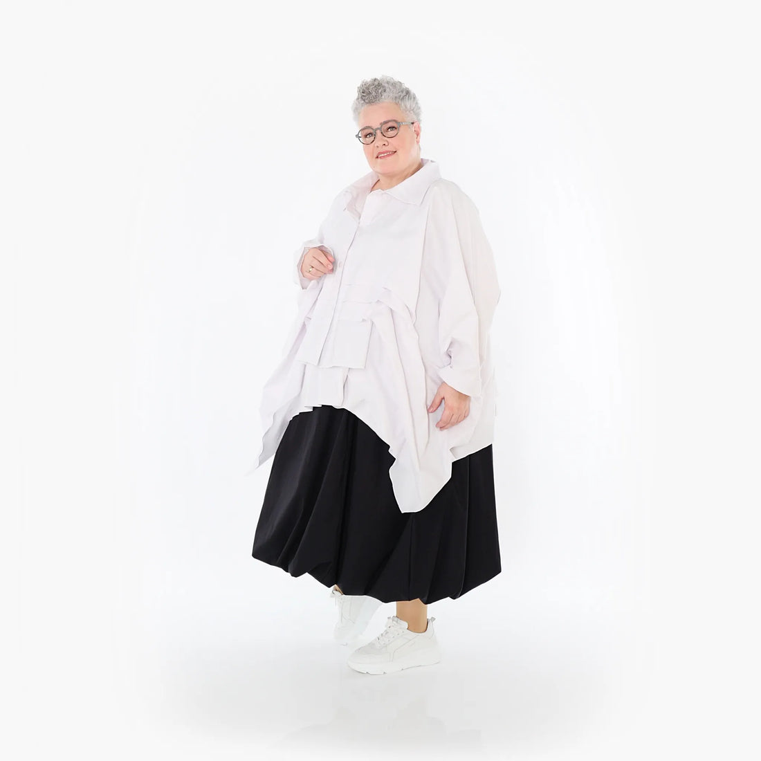  Zipfel Bluse von AKH Fashion aus Baumwolle, 1482.07080, Weiß, Ausgefallen, Zeitlos, Schick