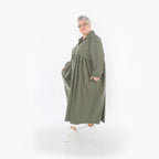  A-Form Mantel von AKH Fashion aus Baumwolle, 1482.07084, Khaki, Ausgefallen, Zeitlos