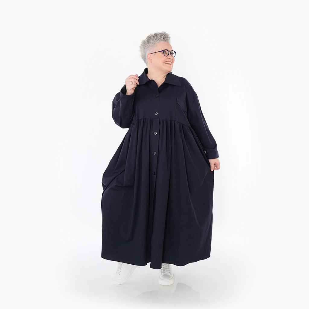  A-Form Mantel von AKH Fashion aus Baumwolle, 1482.07084, Marine, Ausgefallen, Zeitlos