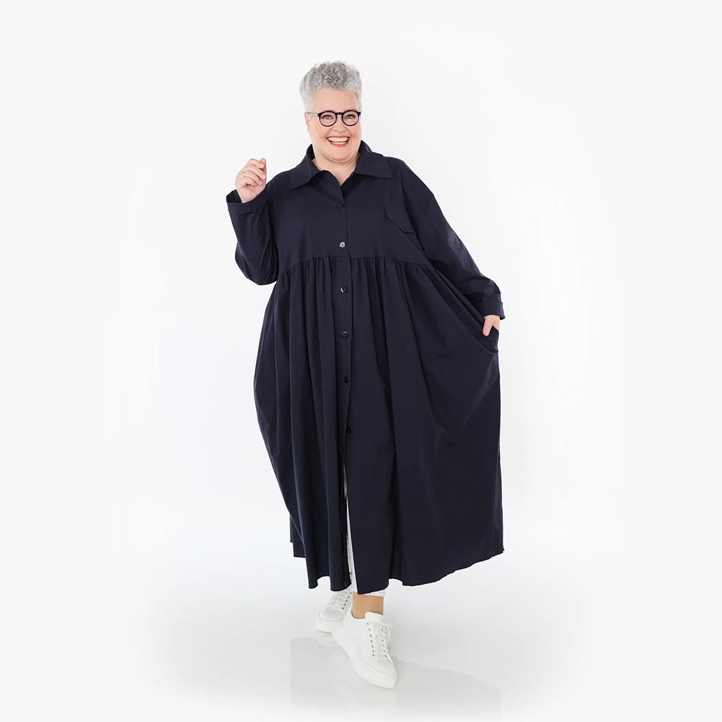  A-Form Mantel von AKH Fashion aus Baumwolle, 1482.07084, Marine, Ausgefallen, Zeitlos