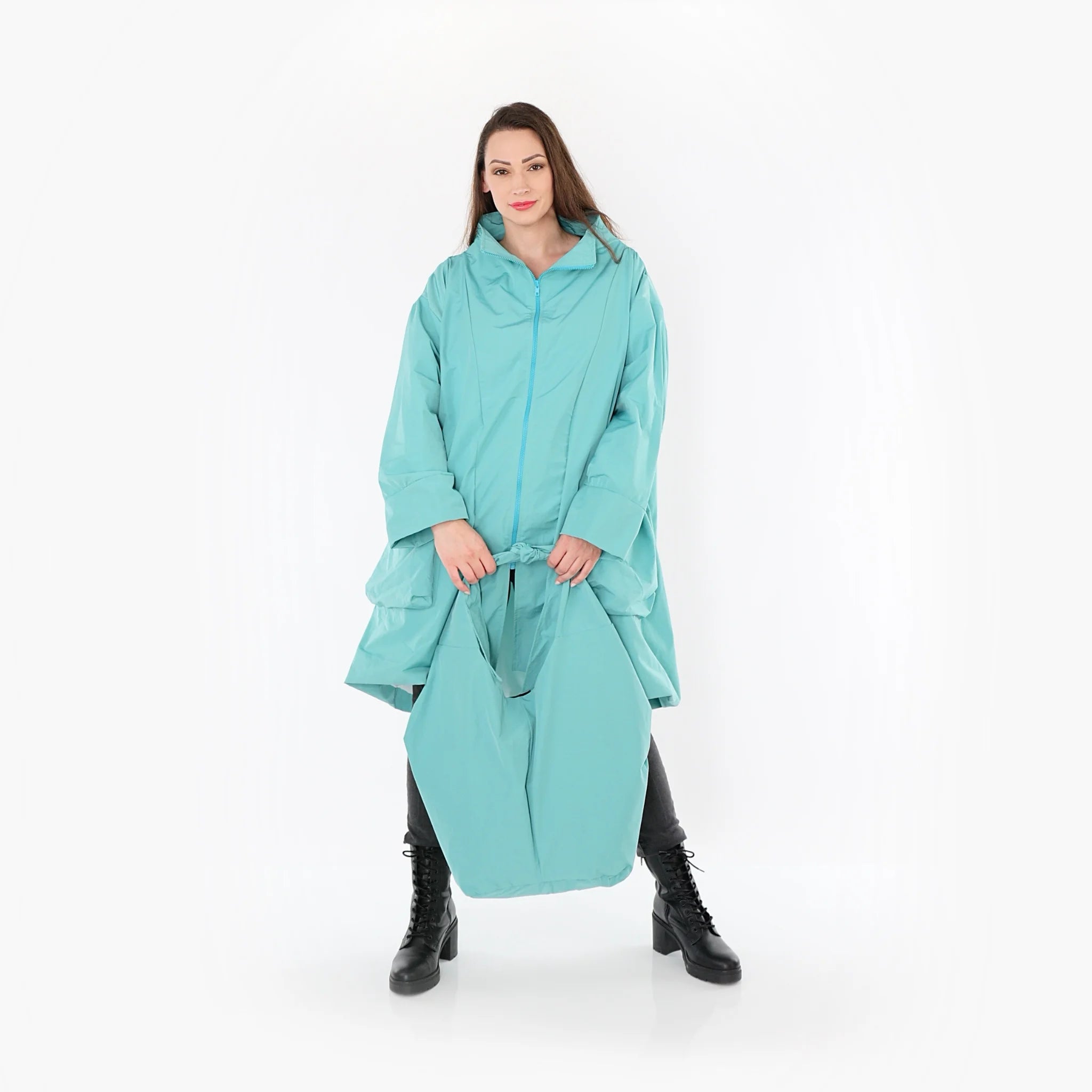 AKH Fashion Mantel in Vokuhila-Form, aus Baumwolle, 1493.02276, Mint, Ausgefallen, Zeitlos
