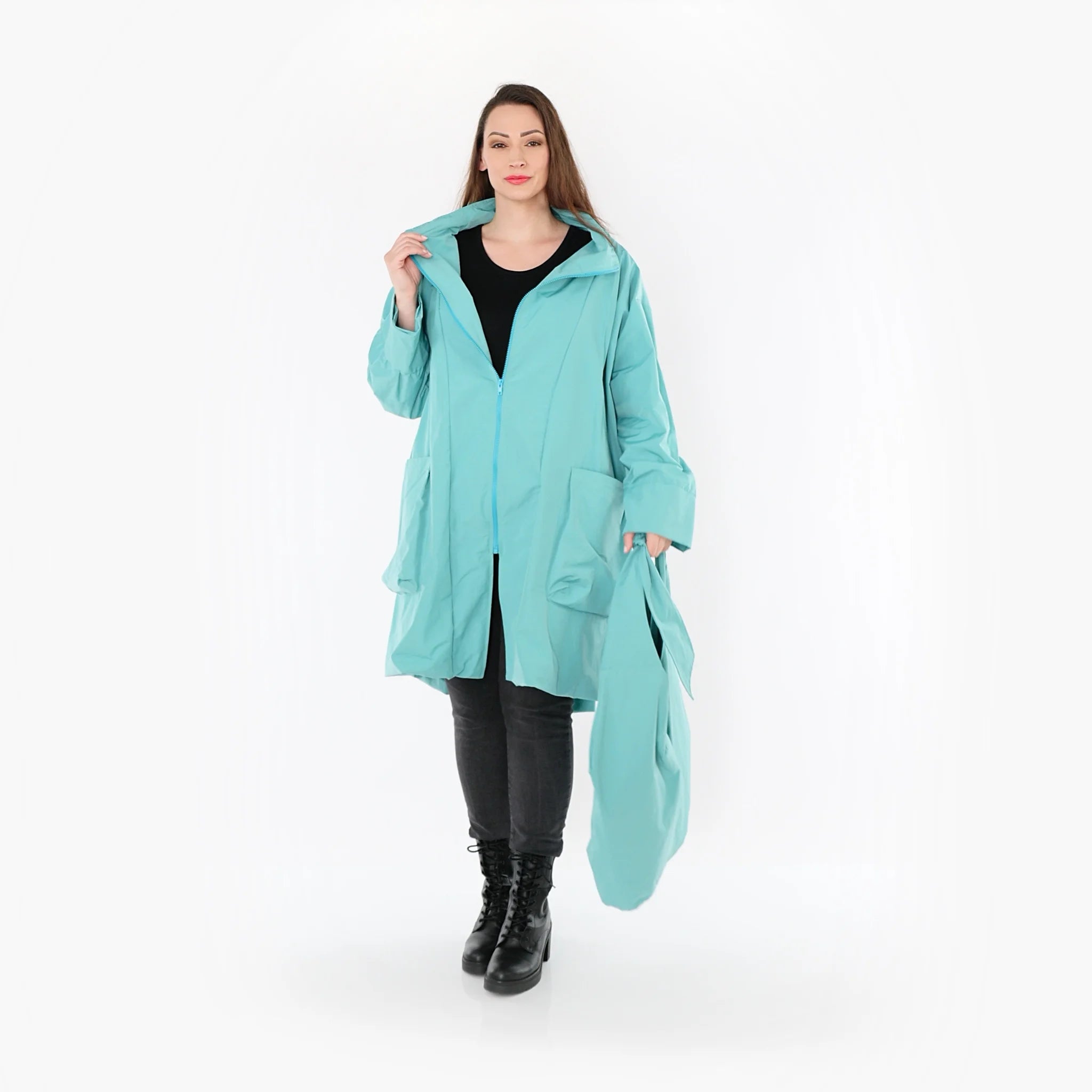  AKH Fashion Mantel in Vokuhila-Form, aus Baumwolle, 1493.02276, Mint, Ausgefallen, Zeitlos