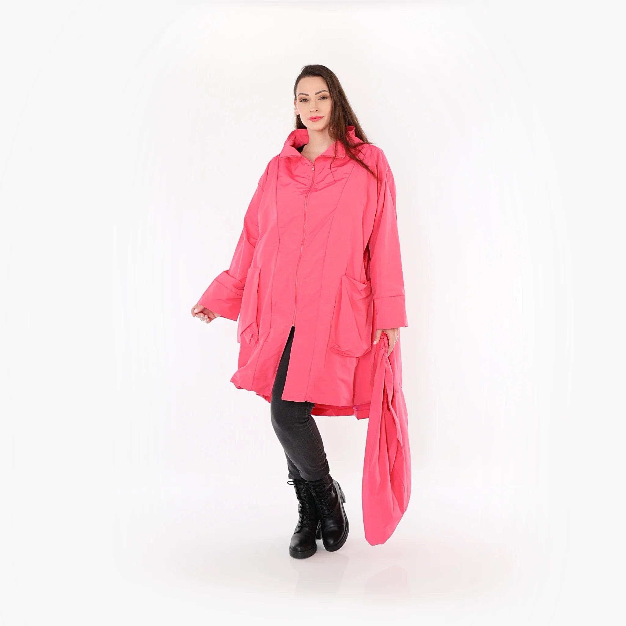  AKH Fashion Mantel in Vokuhila-Form, aus Baumwolle, 1493.02276, Pink, Ausgefallen, Zeitlos