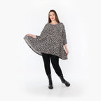  A-Form Bigshirt von AKH Fashion aus Materialmix, 1496.00593, Grau/Schwarz/Blau, Leopard