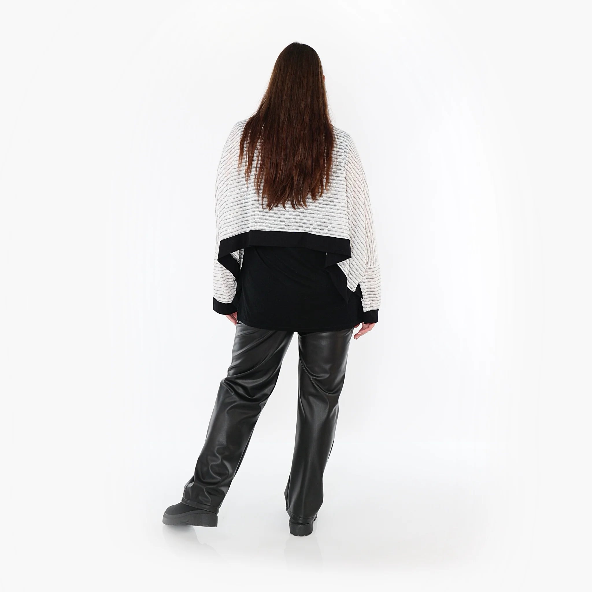  AKH Fashion Überwurf in kastiger Form, aus Baumwolle, 1498.07011, Weiß/Schwarz, Streifen