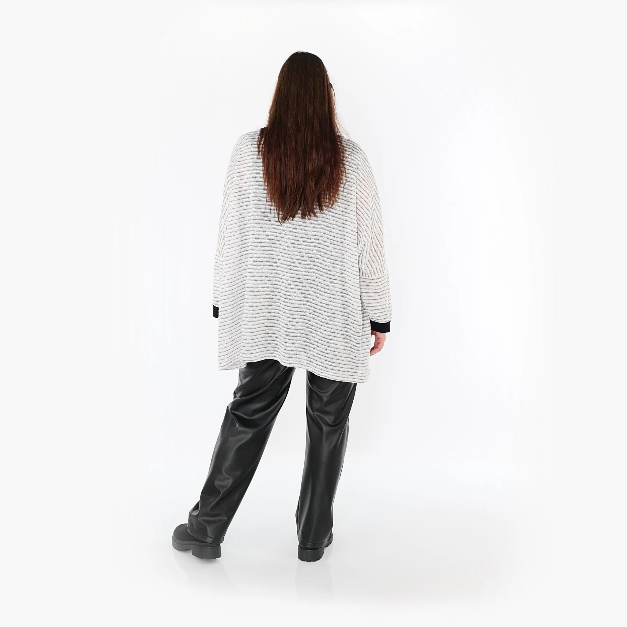  A-Form Bigshirt von AKH Fashion aus Baumwolle, 1498.07060, Weiß/Schwarz, Streifen, Schick