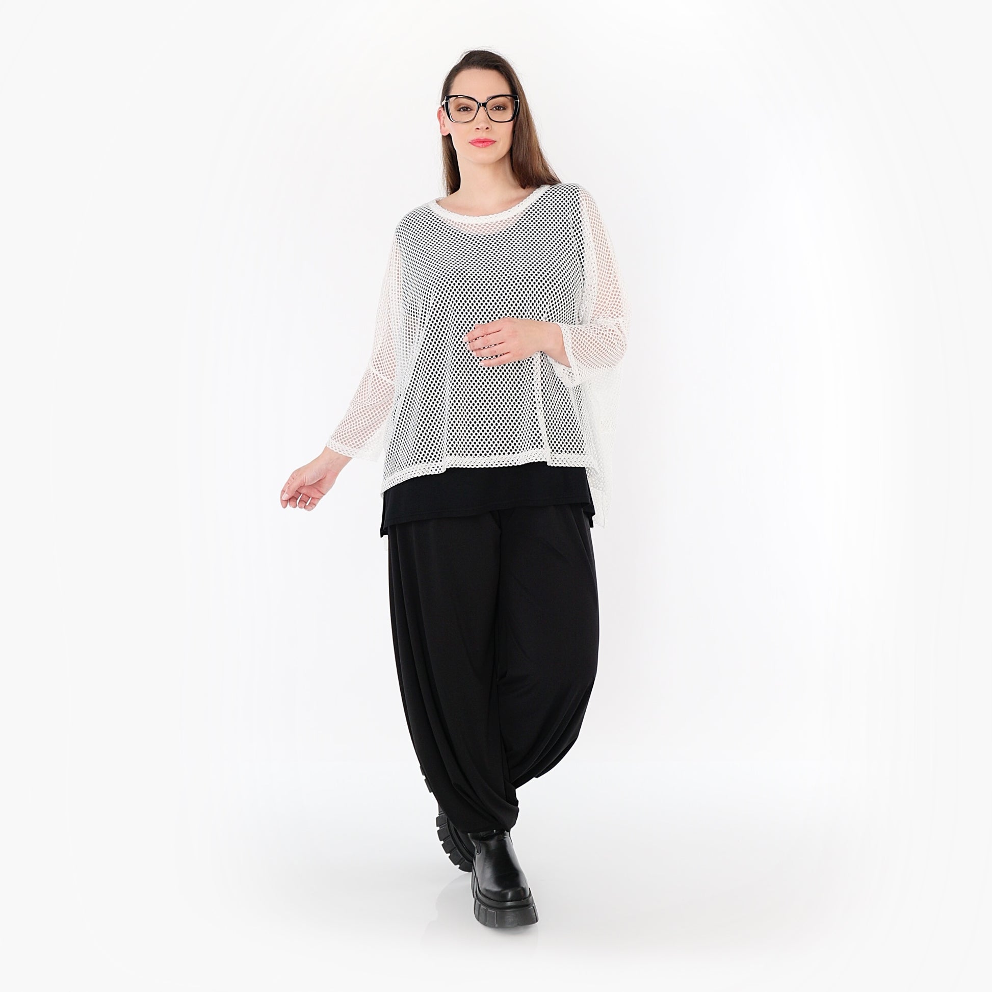  AKH Fashion Bigshirt in gerader Form, aus Baumwolle, 1500.06721, Weiß, Ausgefallen, Zeitlos