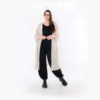  AKH Fashion Cardigan in gerader Form, aus Baumwolle, 1500.07068, Beige, Ausgefallen