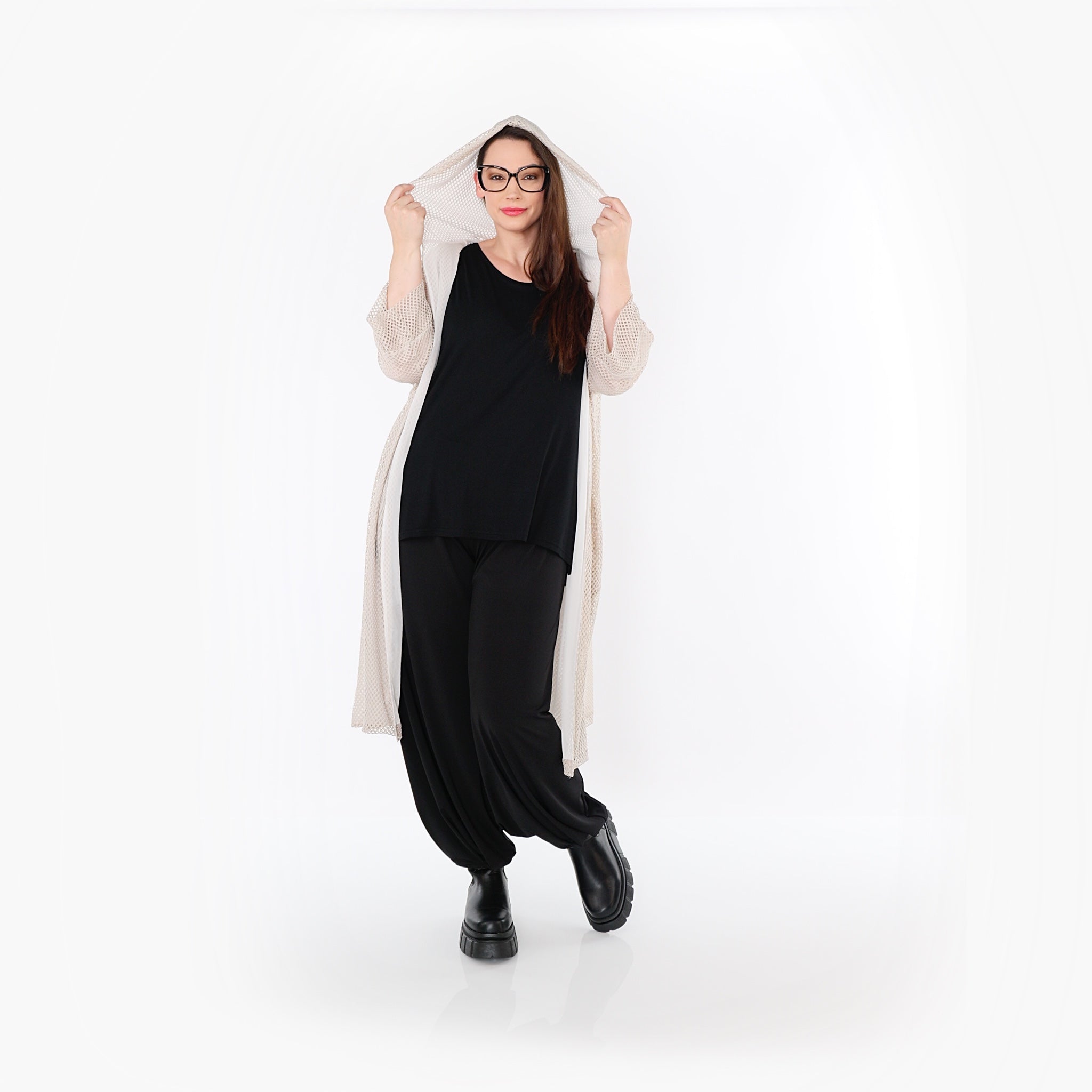  AKH Fashion Cardigan in gerader Form, aus Baumwolle, 1500.07068, Beige, Ausgefallen