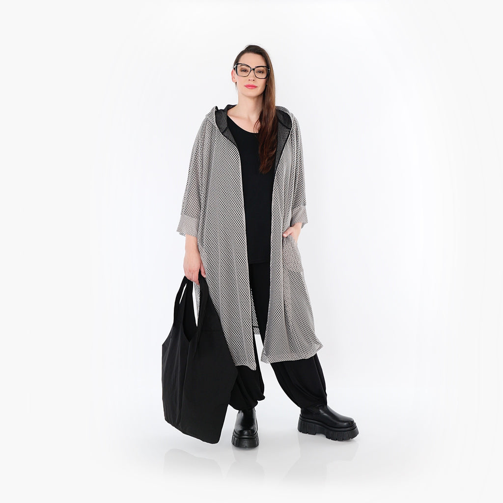  AKH Fashion Cardigan in gerader Form, aus Baumwolle, 1500.07068, Grau, Ausgefallen, Schick